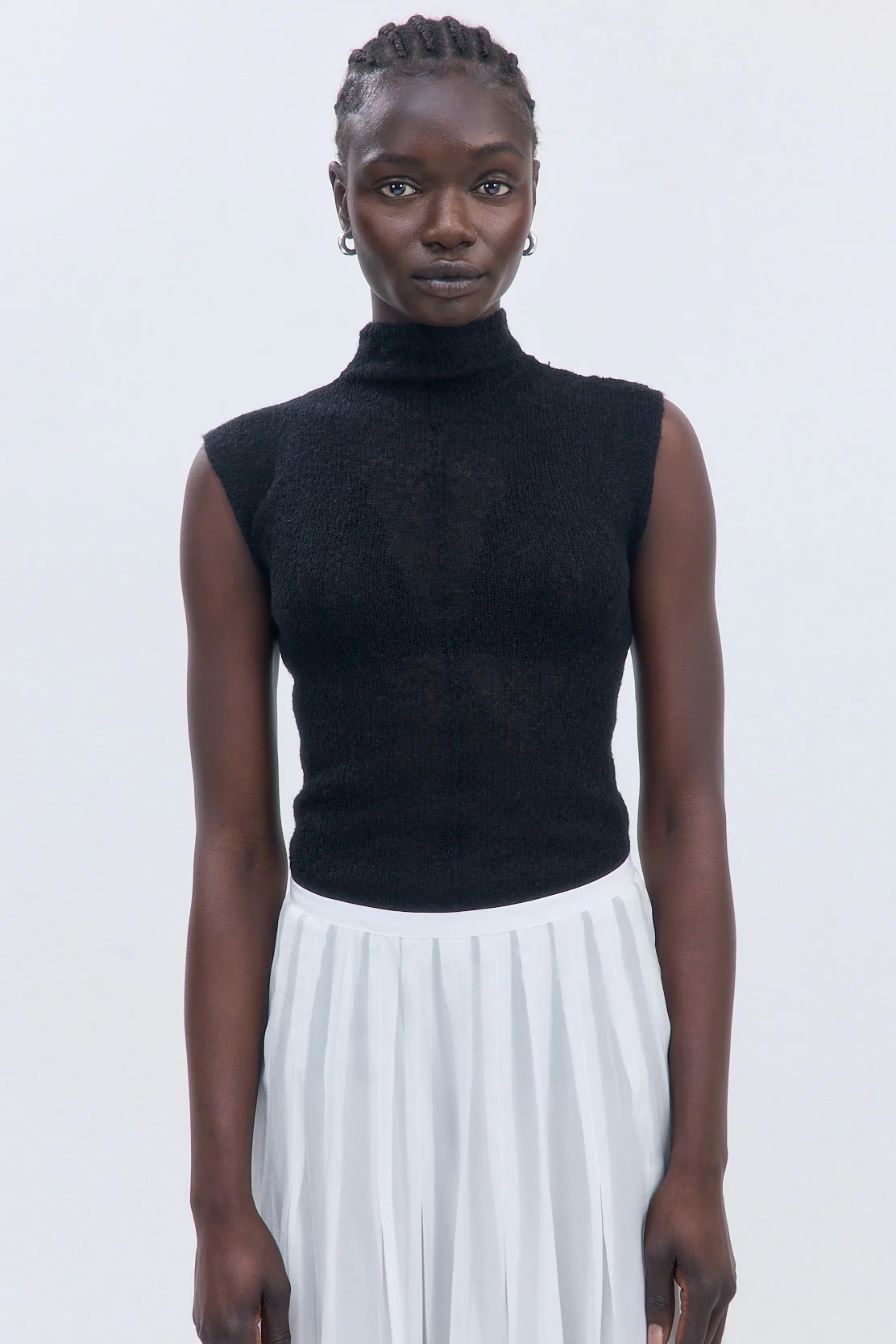 Fuzzy Sheer Mockneck Tank