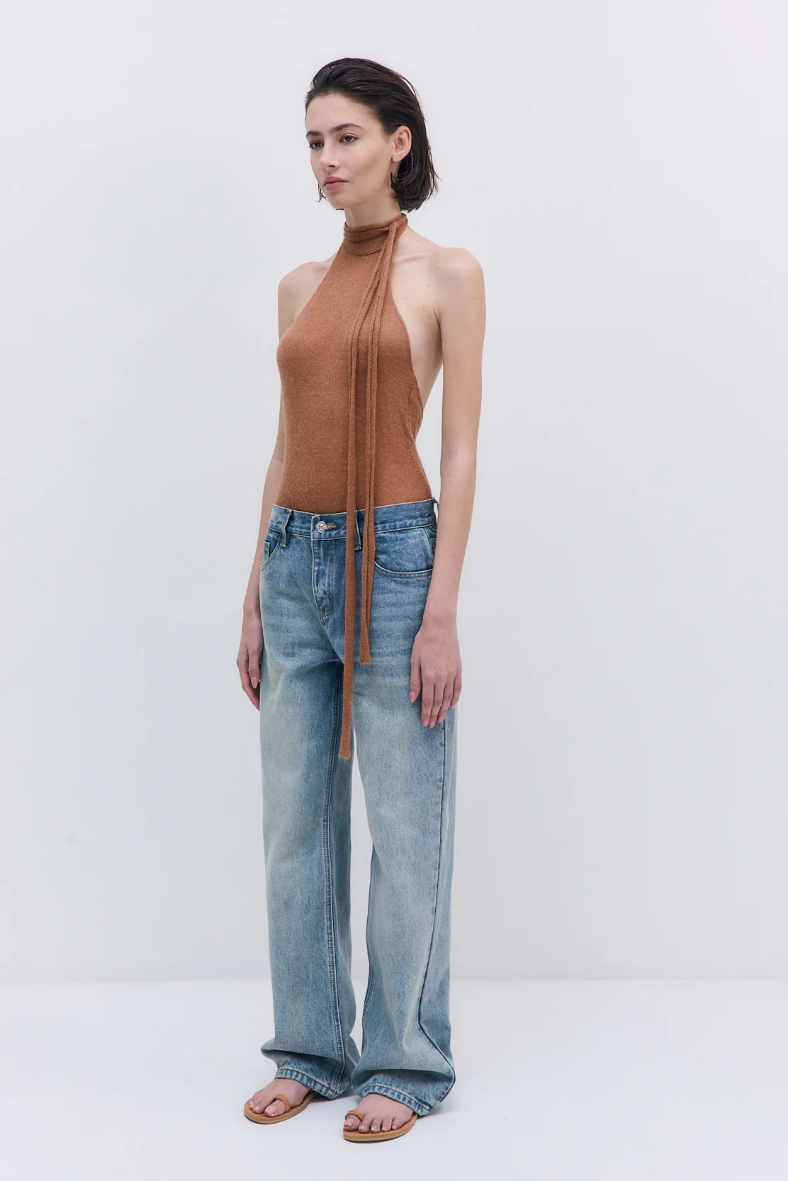 Fuzzy Sheer Scarf Halter Top - Image 4