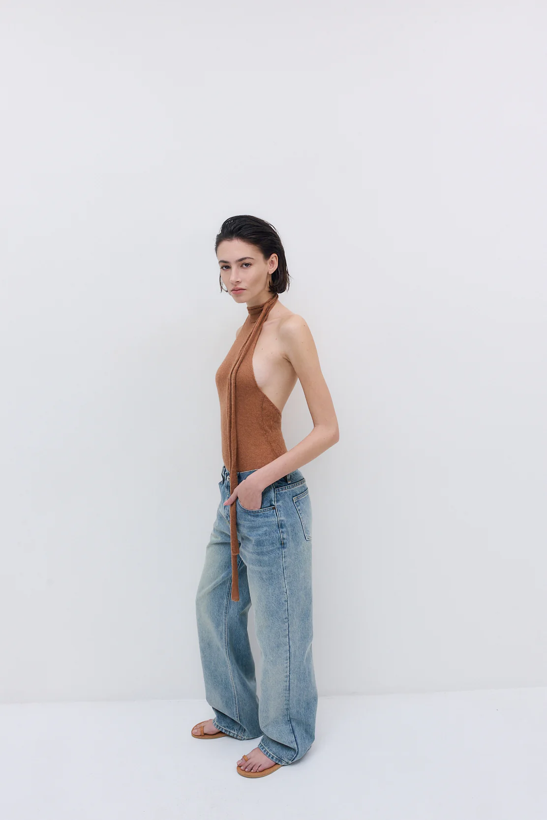 Fuzzy Sheer Scarf Halter Top - Image 6
