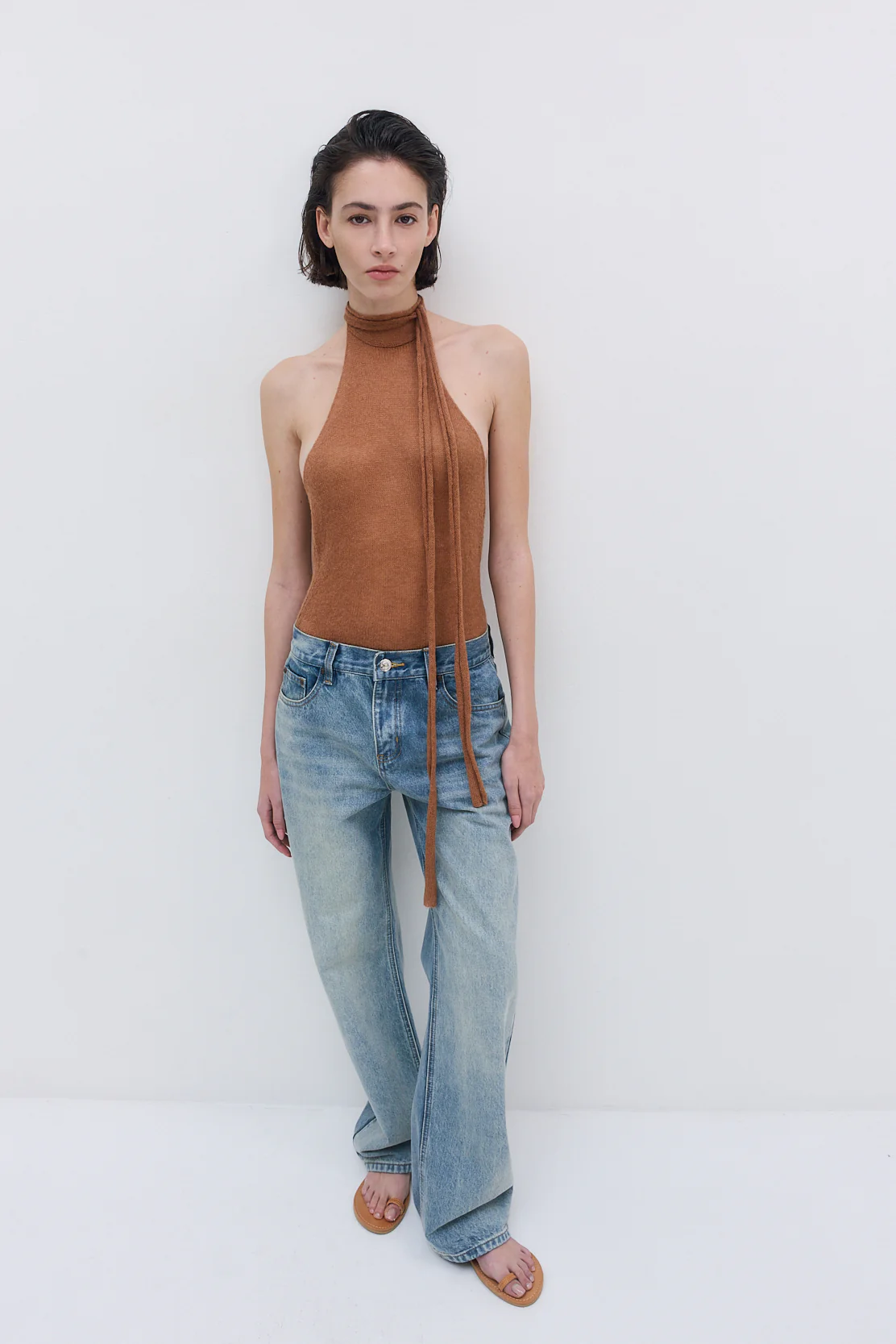 Fuzzy Sheer Scarf Halter Top - Image 7