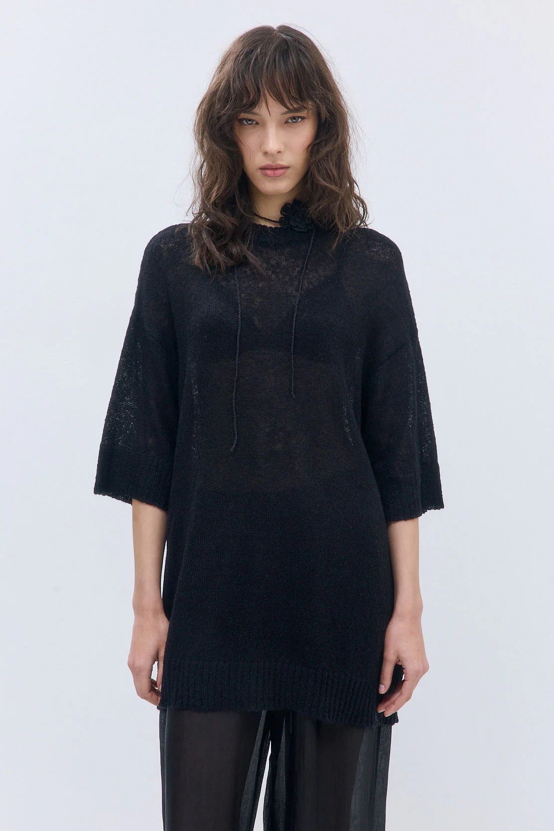 Fuzzy Sheer Oversized Long Top