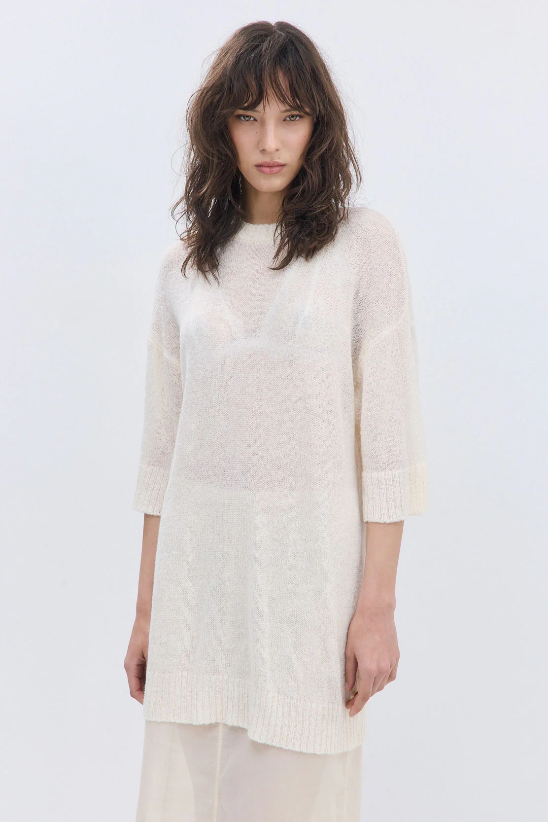 Fuzzy Sheer Oversized Long Top