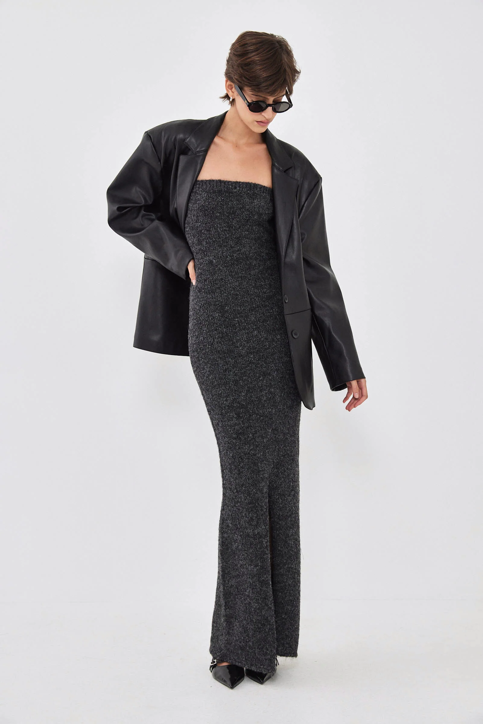 Fuzzy Strapless Maxi Dress - Image 11