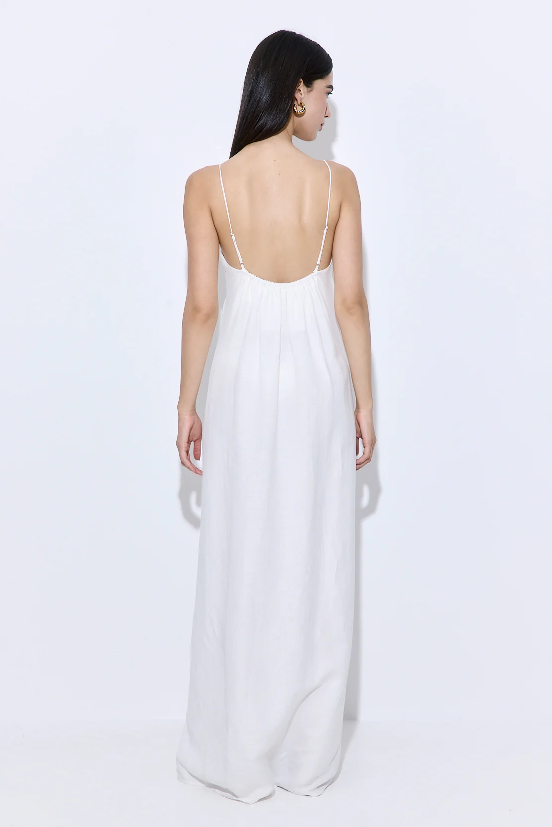 Gathered Neck Linen Maxi Dress - Image 4