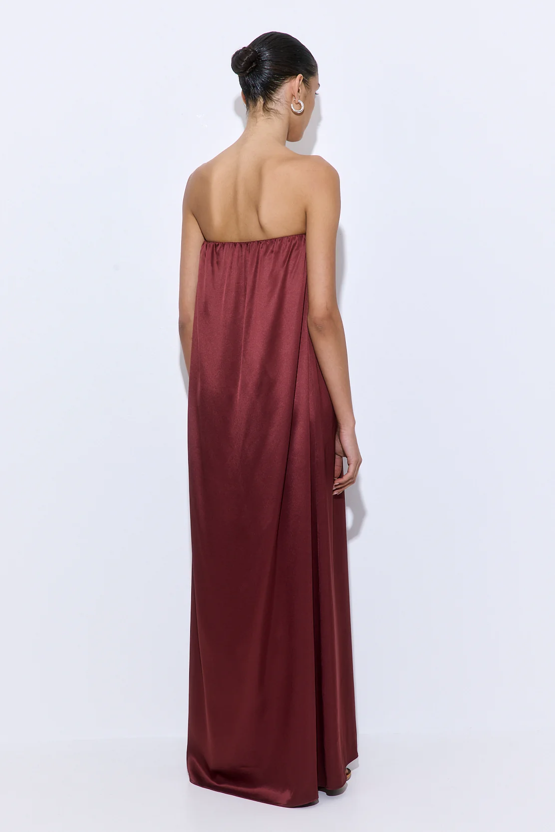 Gathered Strapless Satin Dress - Image 5