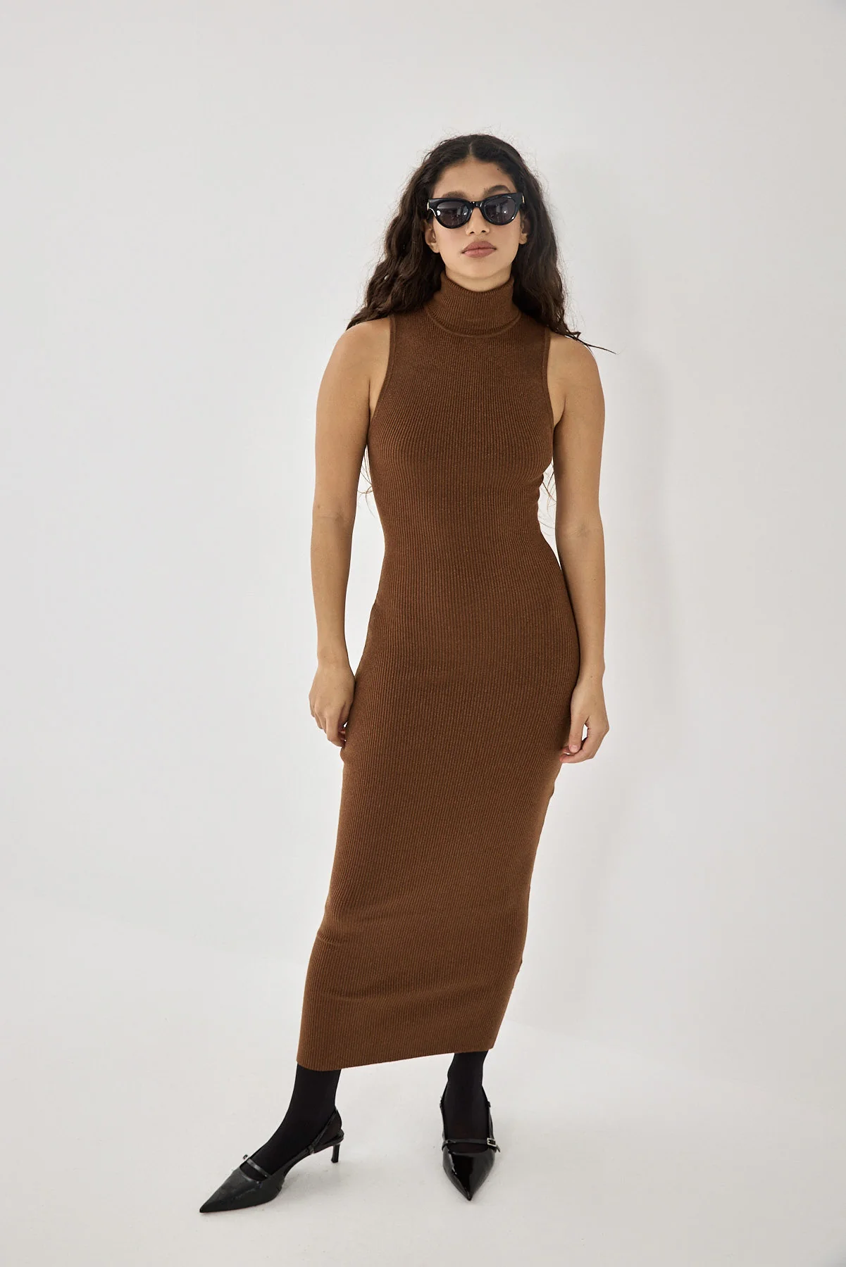 Glitter Ribbed Turtleneck Dress - Image 3
