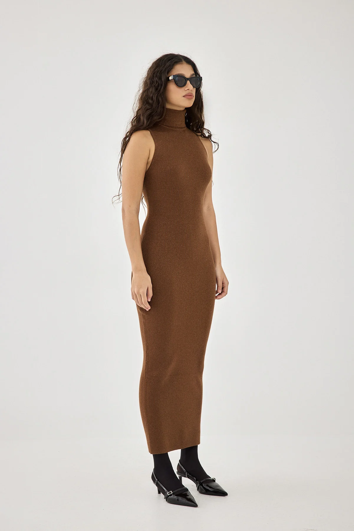 Glitter Ribbed Turtleneck Dress - Image 4