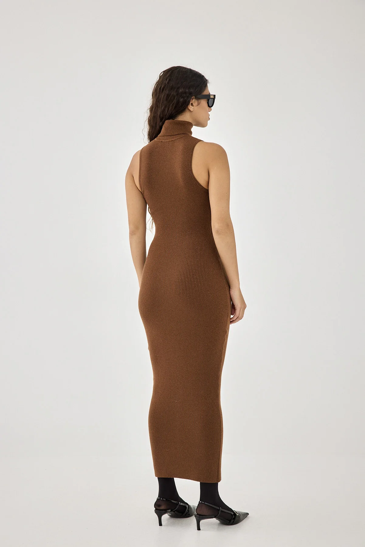 Glitter Ribbed Turtleneck Dress - Image 5
