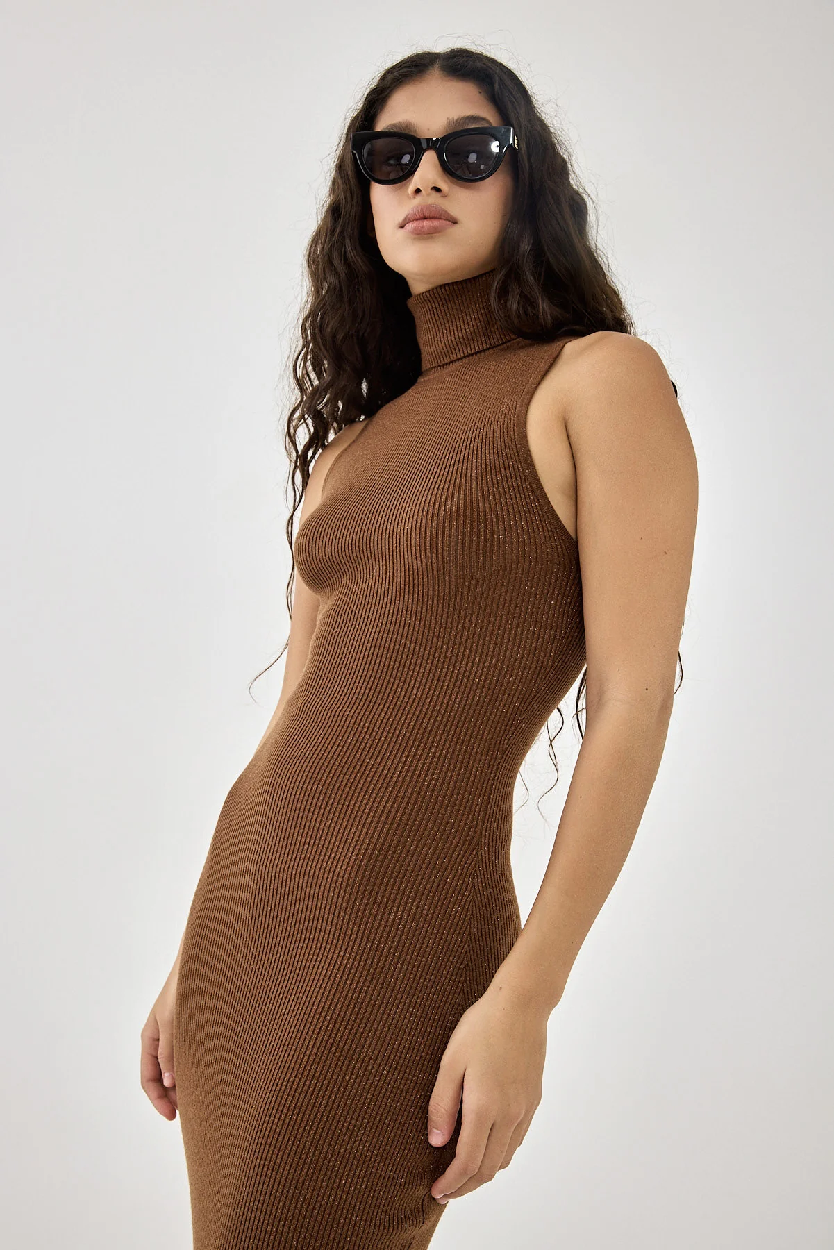 Glitter Ribbed Turtleneck Dress - Image 6