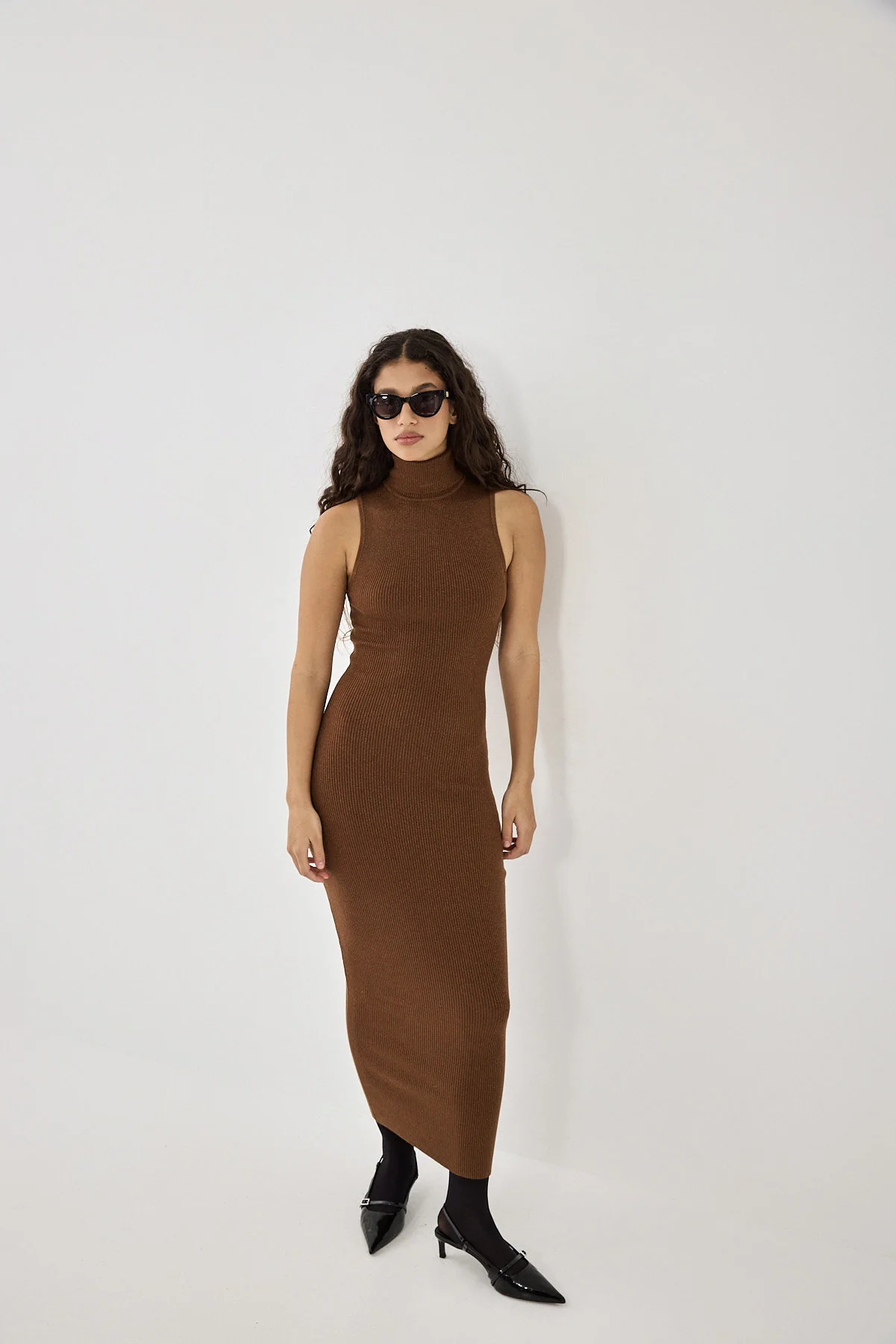 Glitter Ribbed Turtleneck Dress - Image 8