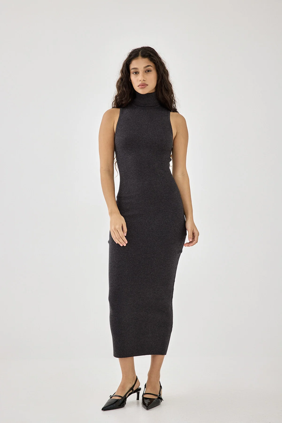 Glitter Ribbed Turtleneck Dress