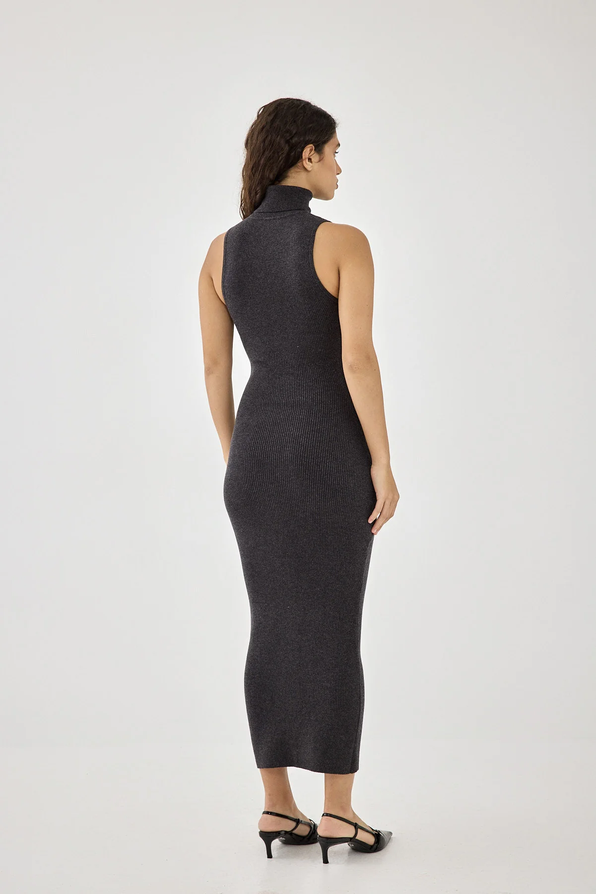 Glitter Ribbed Turtleneck Dress - Image 5