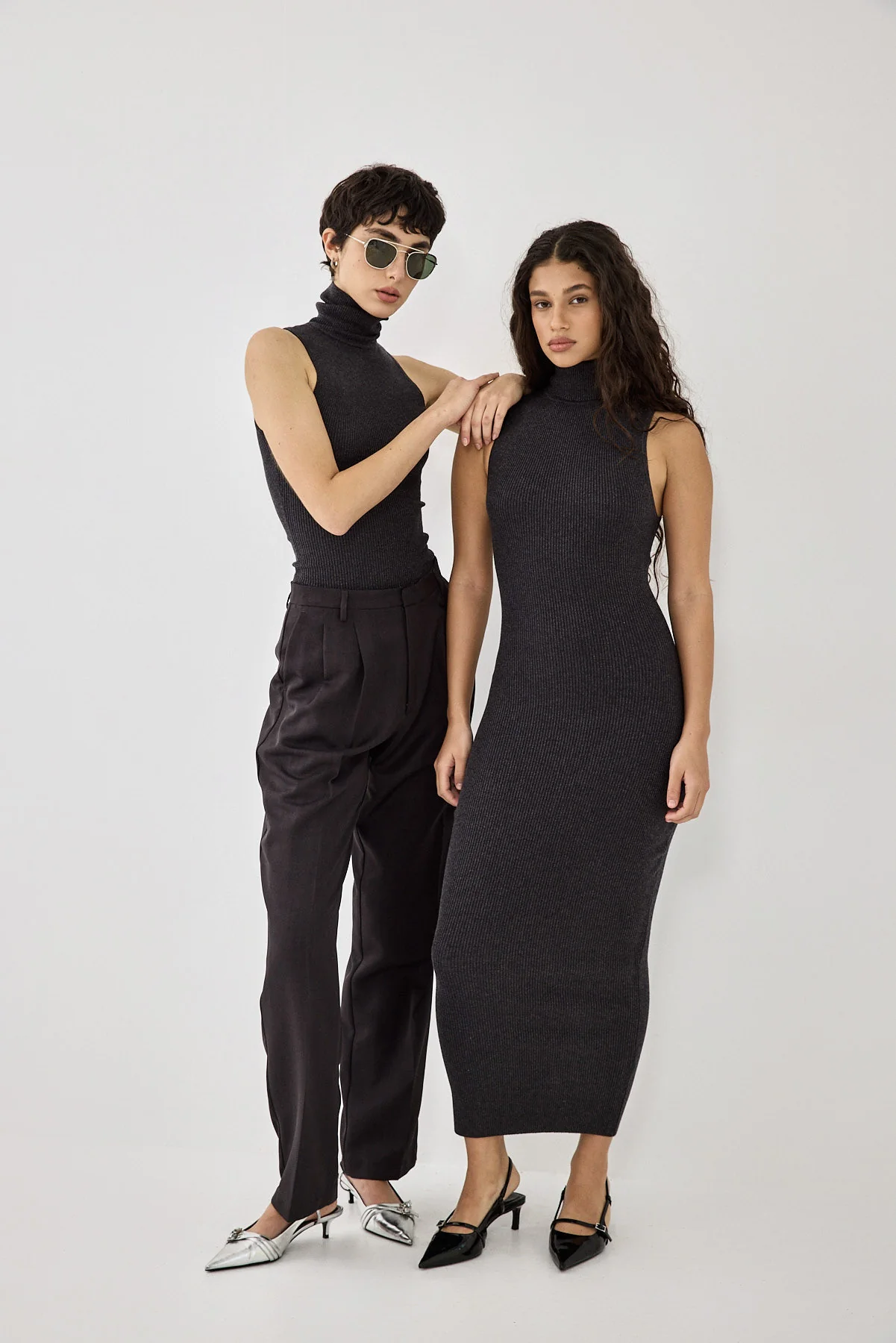 Glitter Ribbed Turtleneck Dress - Image 8