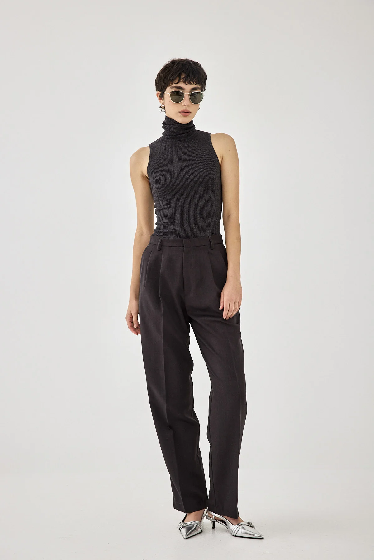 Glitter Ribbed Turtleneck Top - Image 2