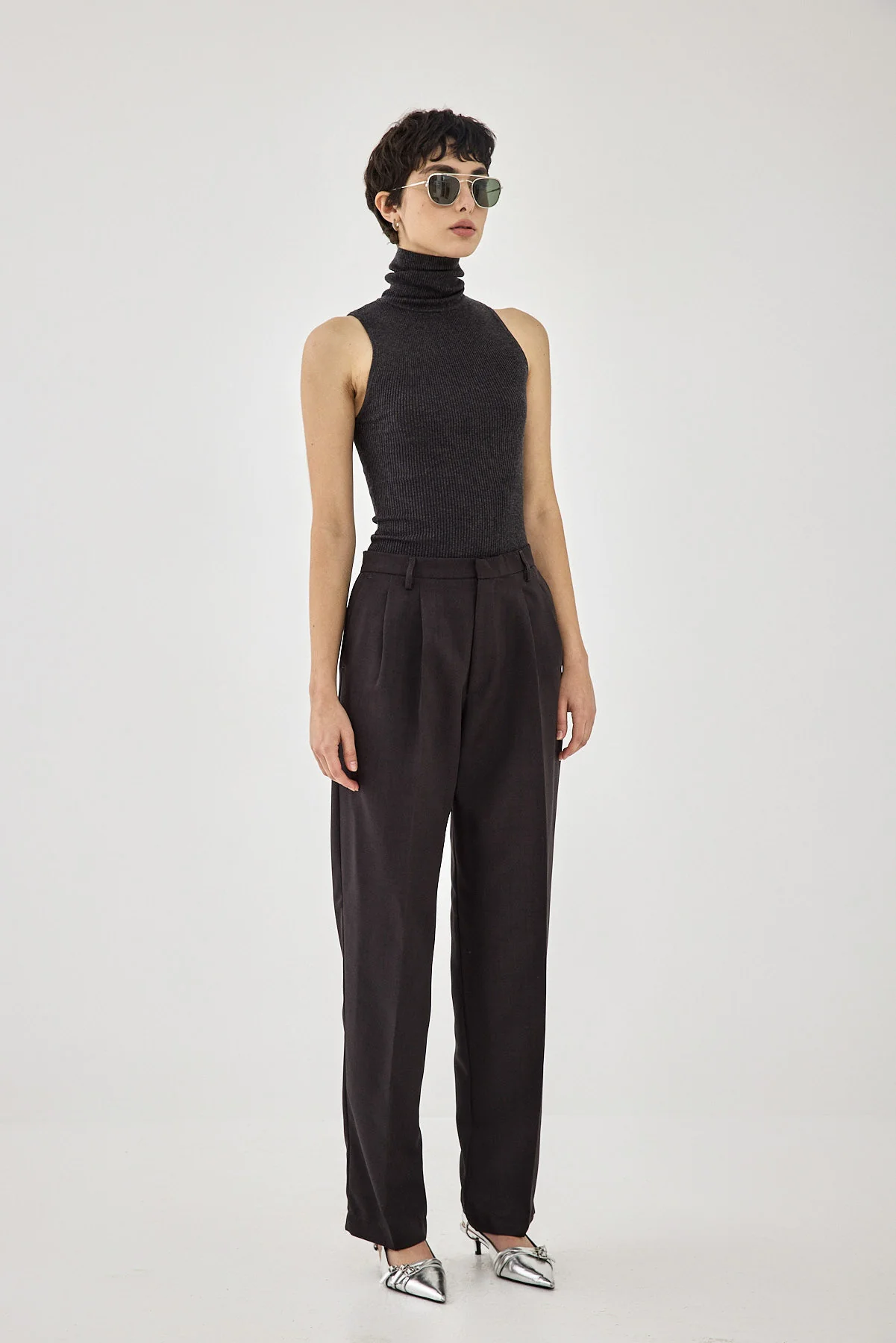 Glitter Ribbed Turtleneck Top - Image 4