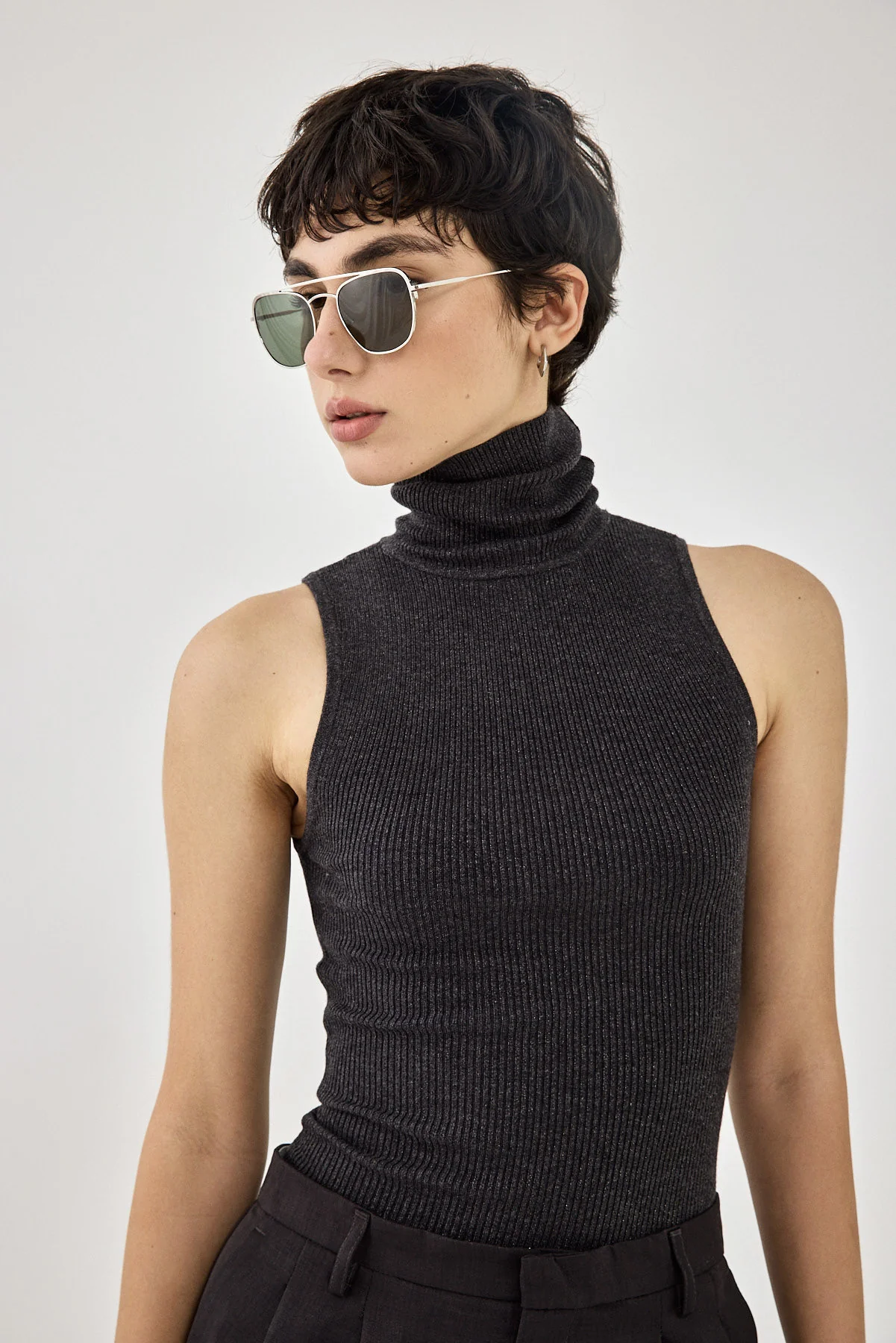 Glitter Ribbed Turtleneck Top - Image 6