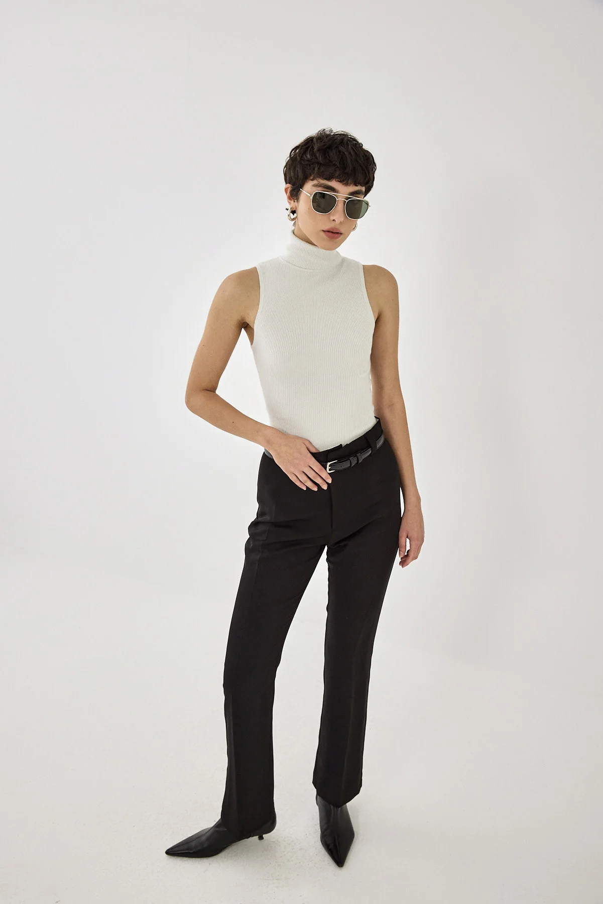Glitter Ribbed Turtleneck Top - Image 3