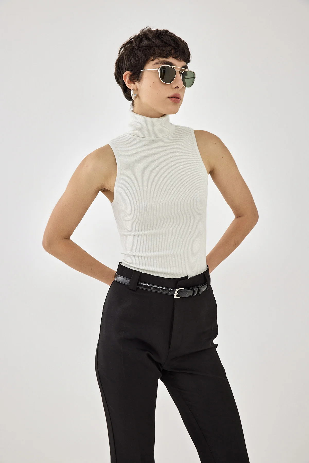 Glitter Ribbed Turtleneck Top - Image 6