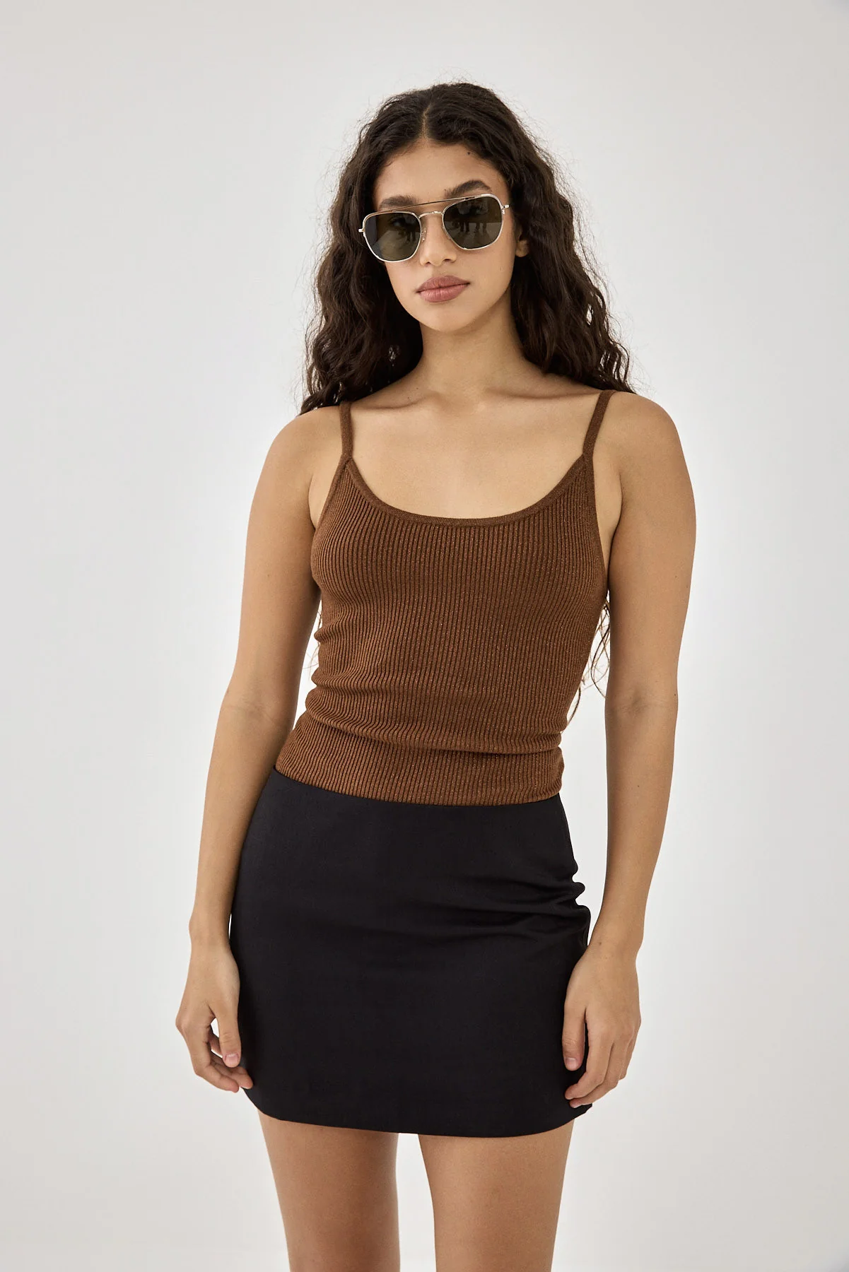 Glitter Ribbed Slip Tank Top