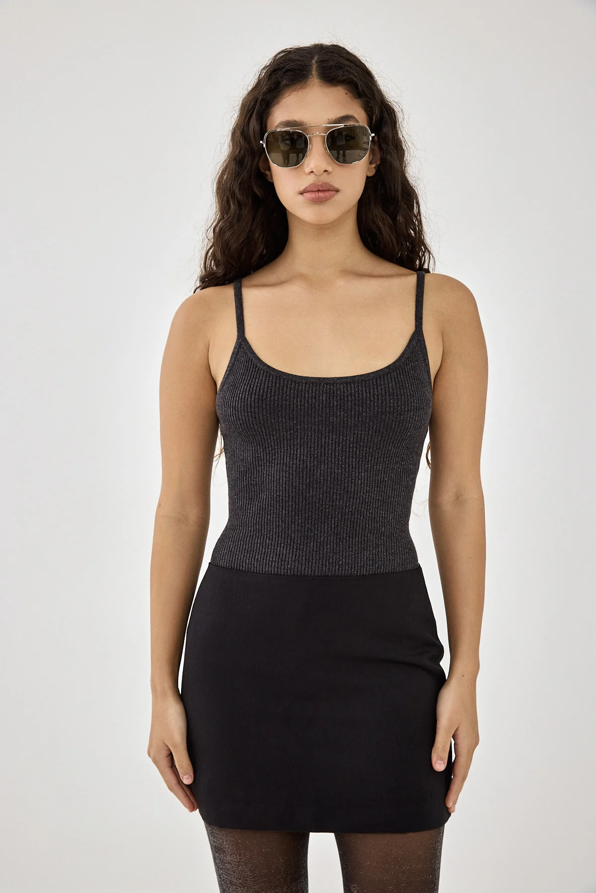 Glitter Ribbed Slip Tank Top
