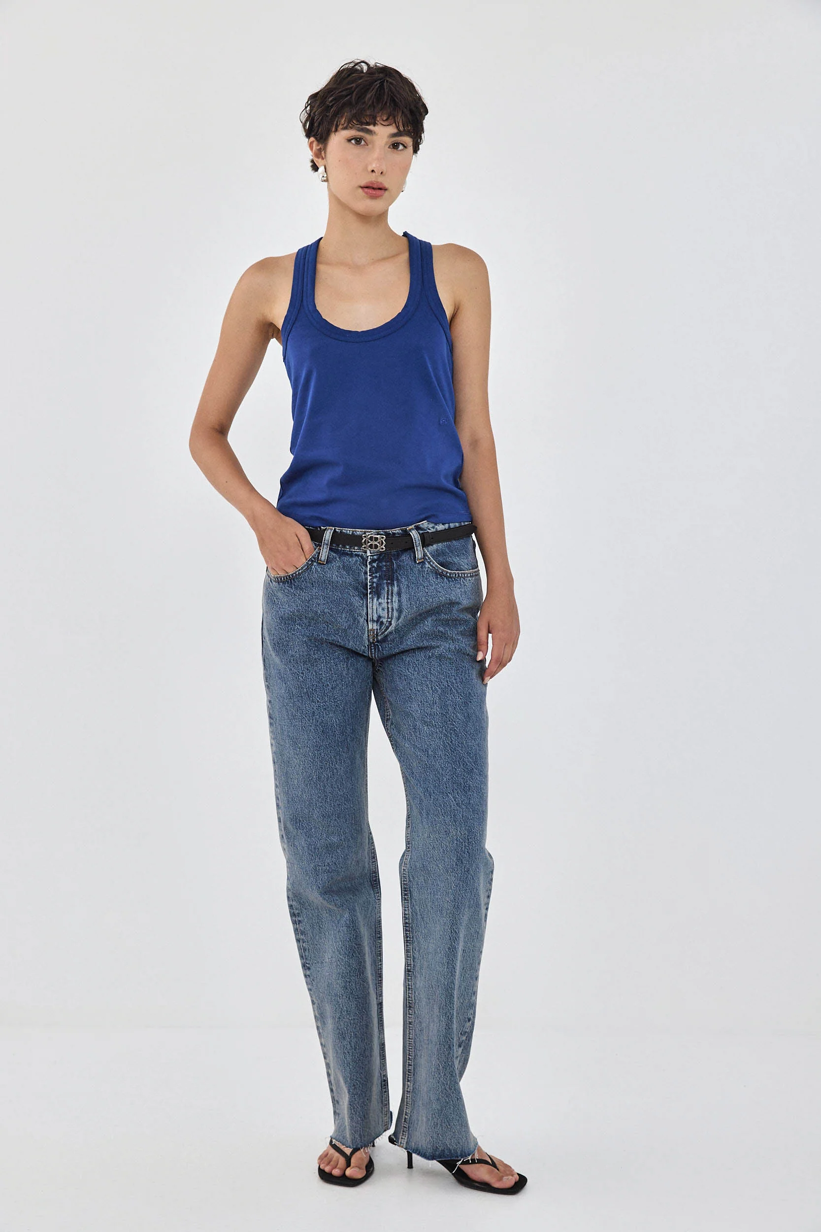 Heavy Cotton Deep Scoop Tank Top - Image 2