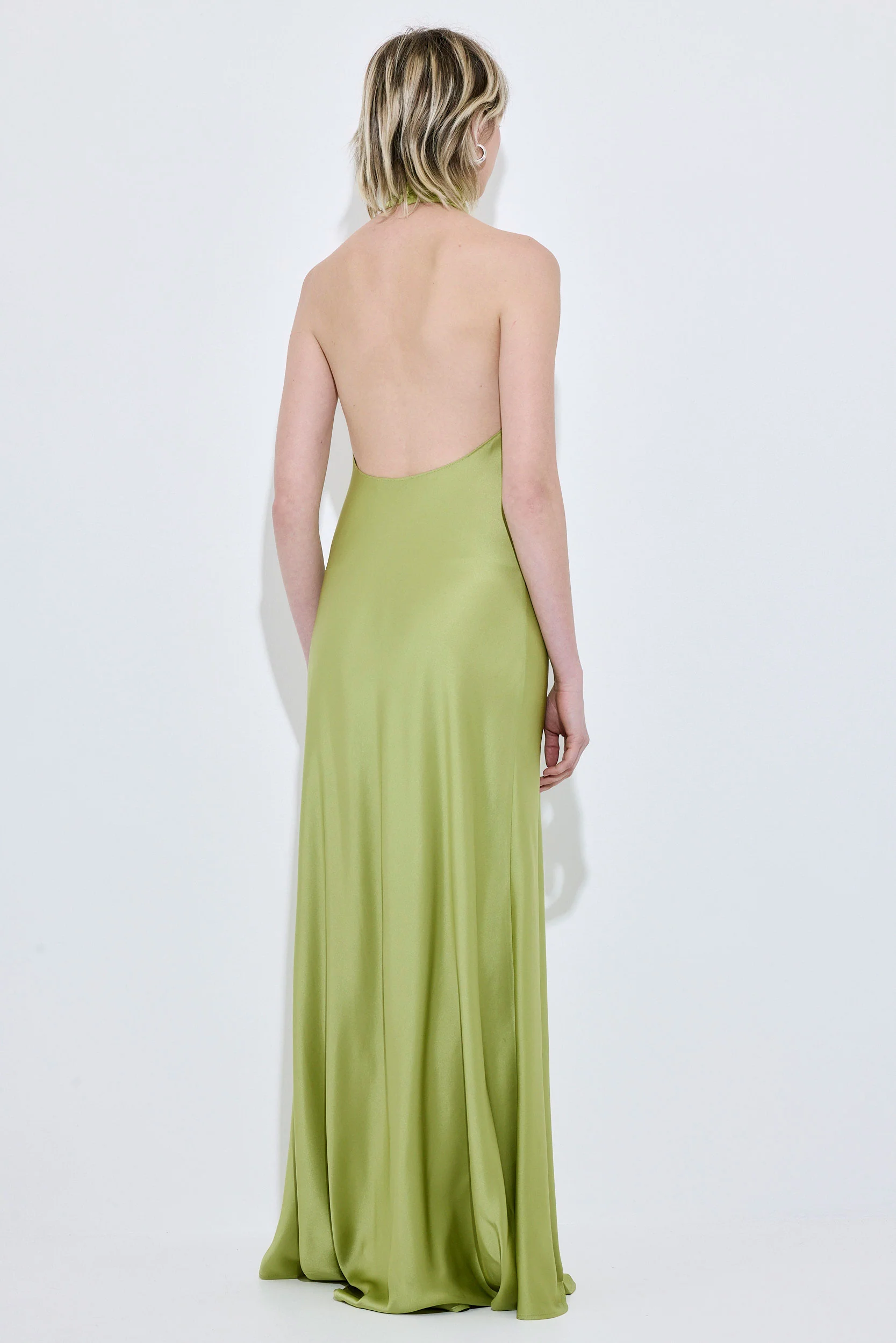 High Collar Satin Maxi Dress - Image 5