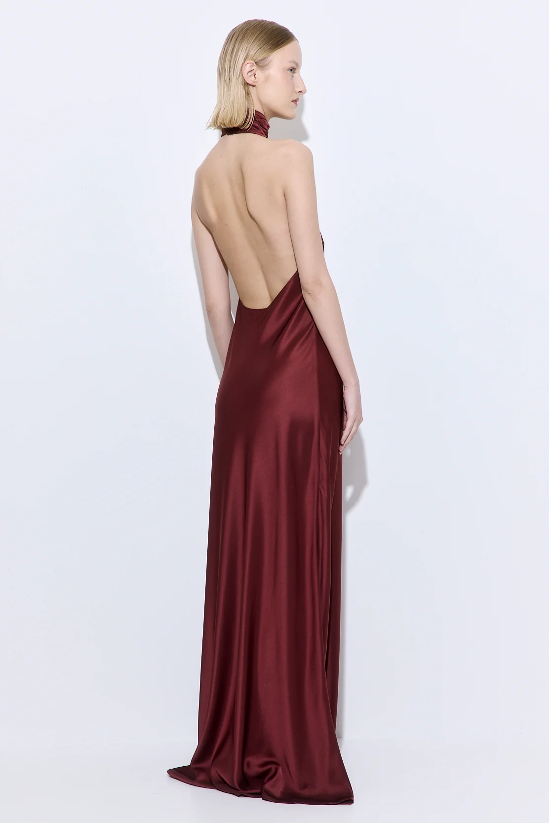 High Collar Satin Maxi Dress - Image 4