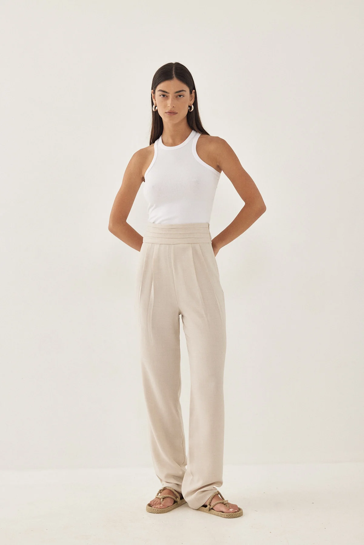 High Waisted Pleated Trousers