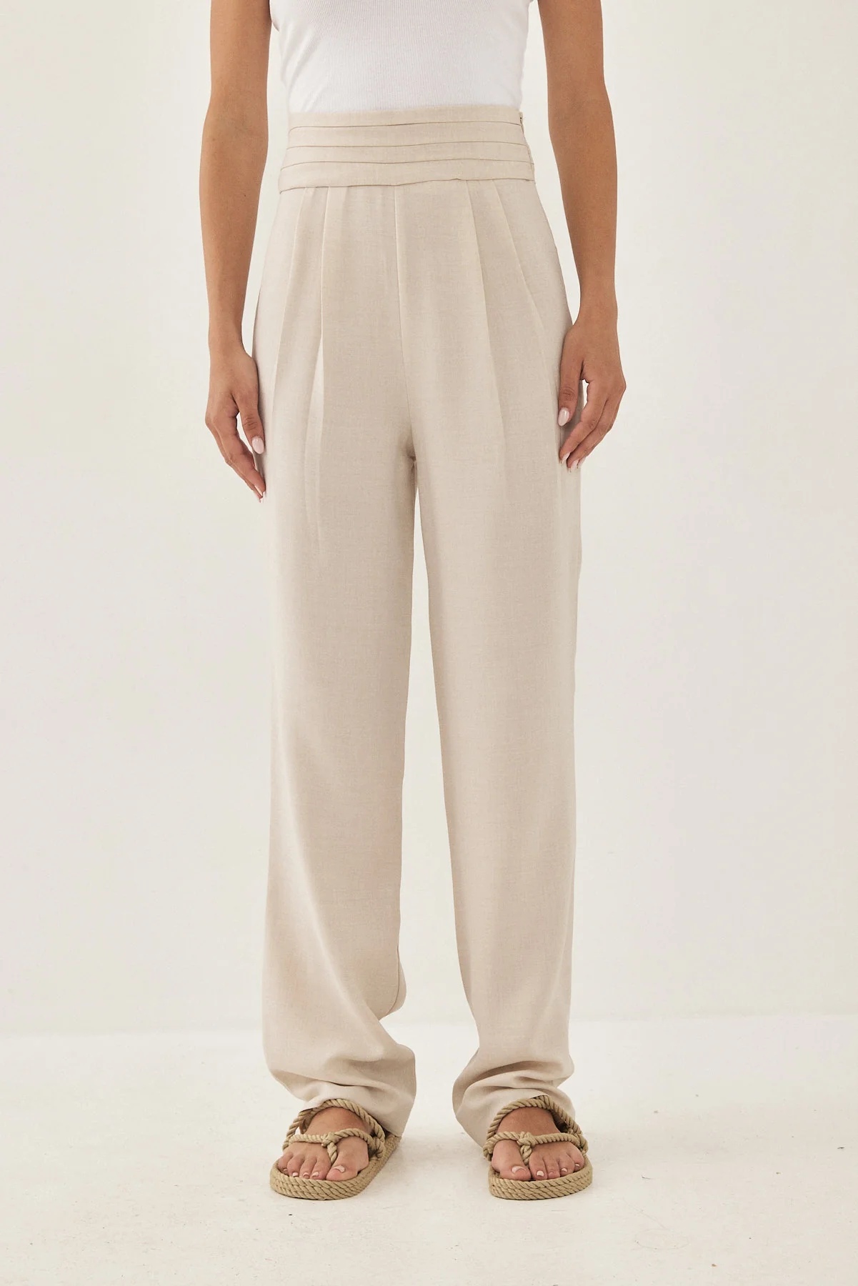High Waisted Pleated Trousers - Image 2