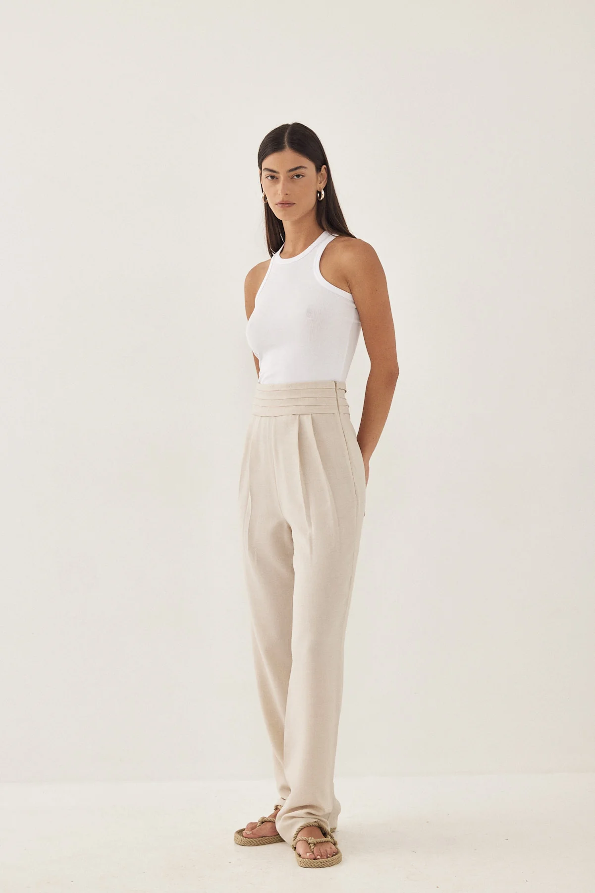 High Waisted Pleated Trousers - Image 4