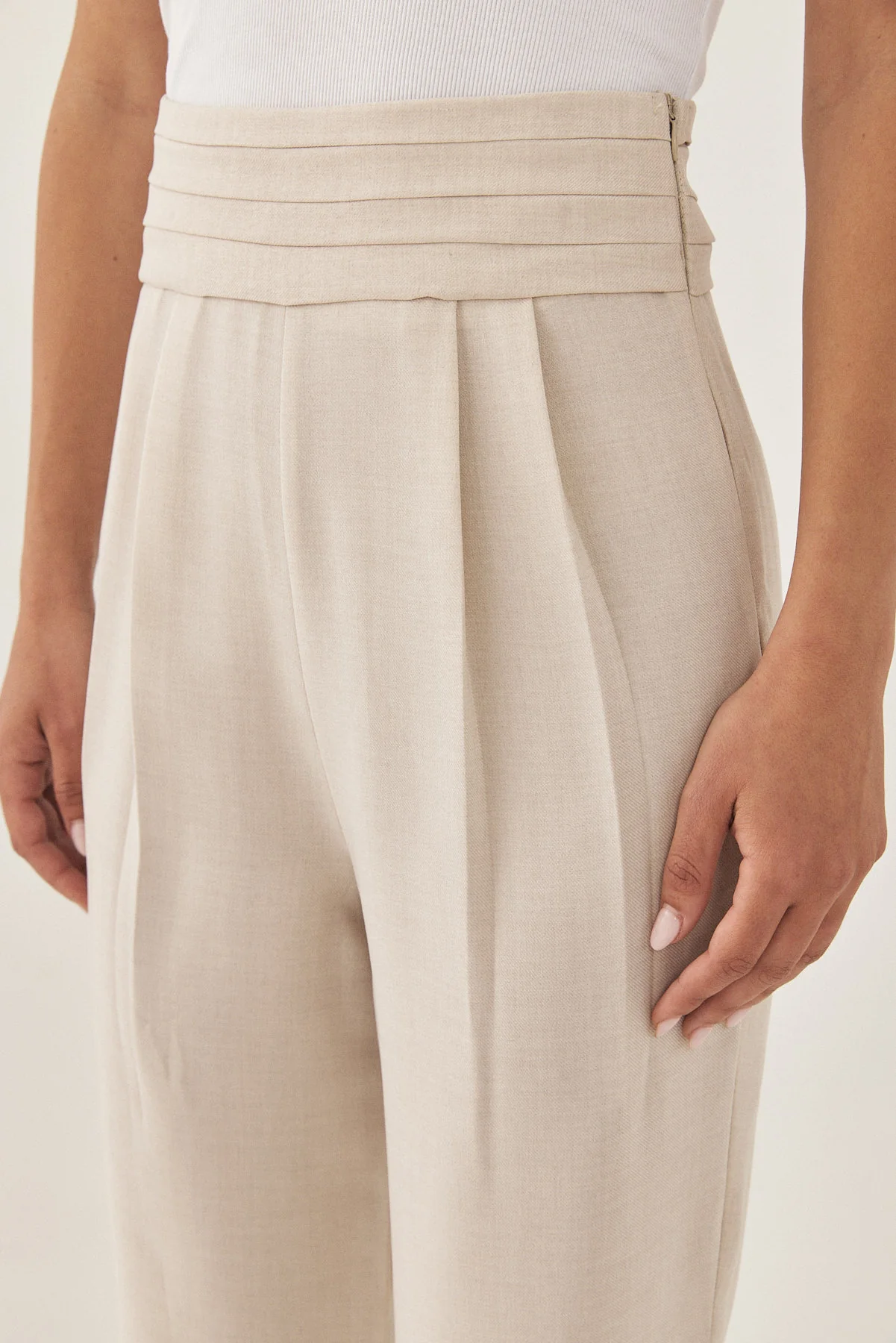 High Waisted Pleated Trousers - Image 7