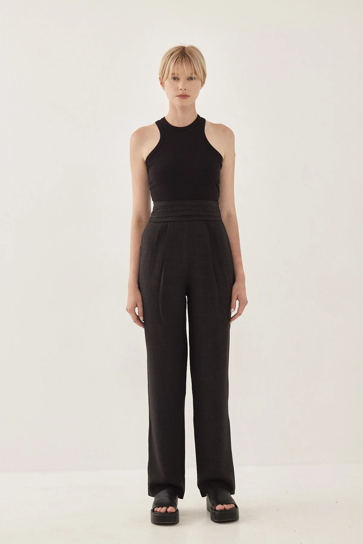 High Waisted Pleated Trousers