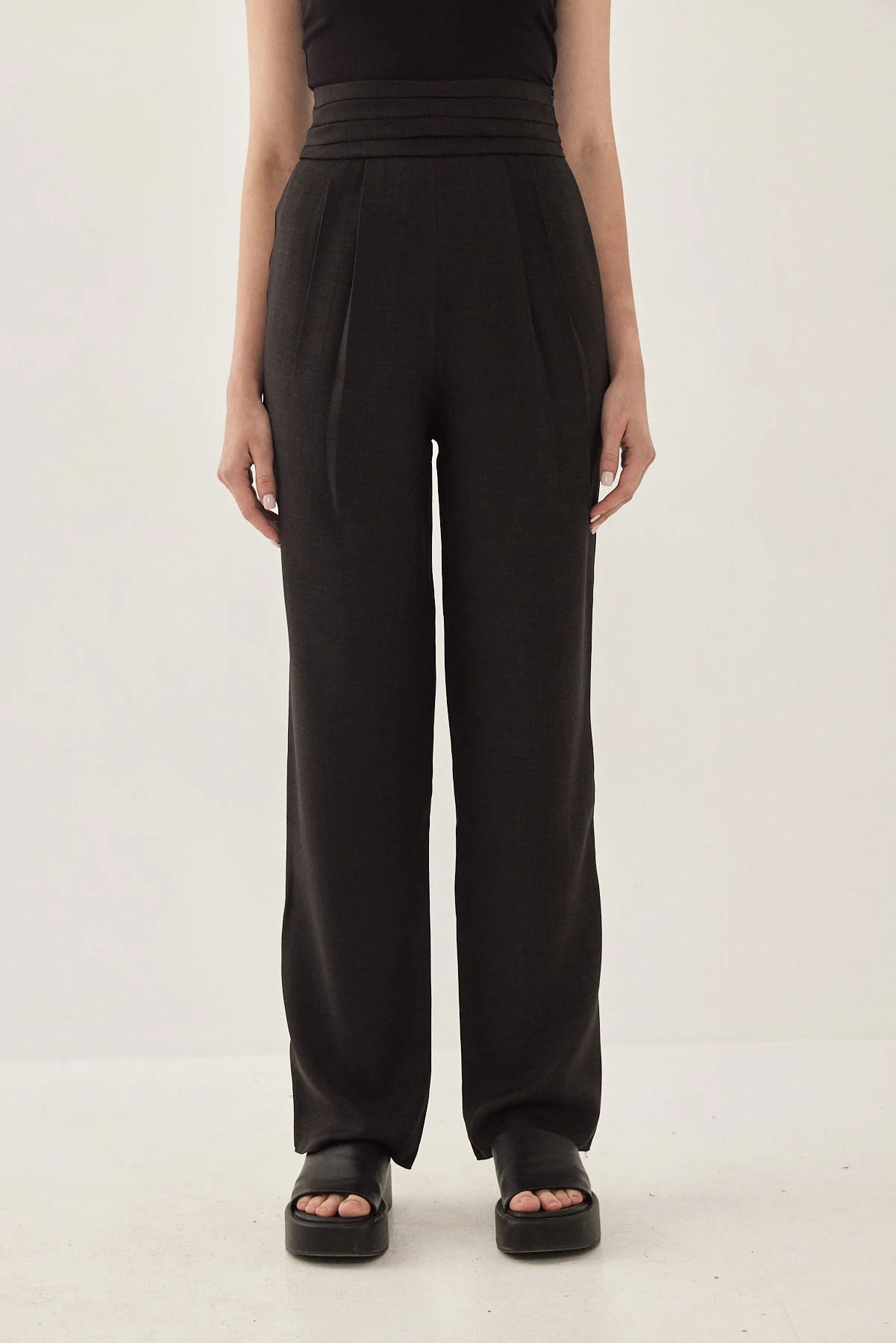 High Waisted Pleated Trousers - Image 2