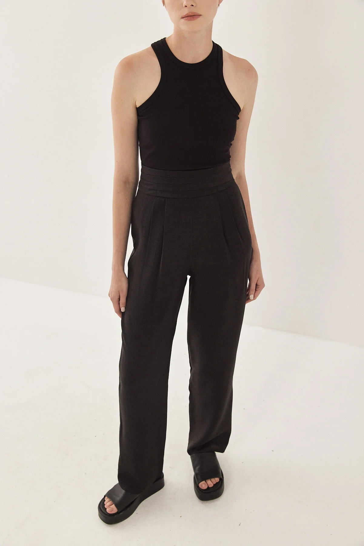 High Waisted Pleated Trousers - Image 3