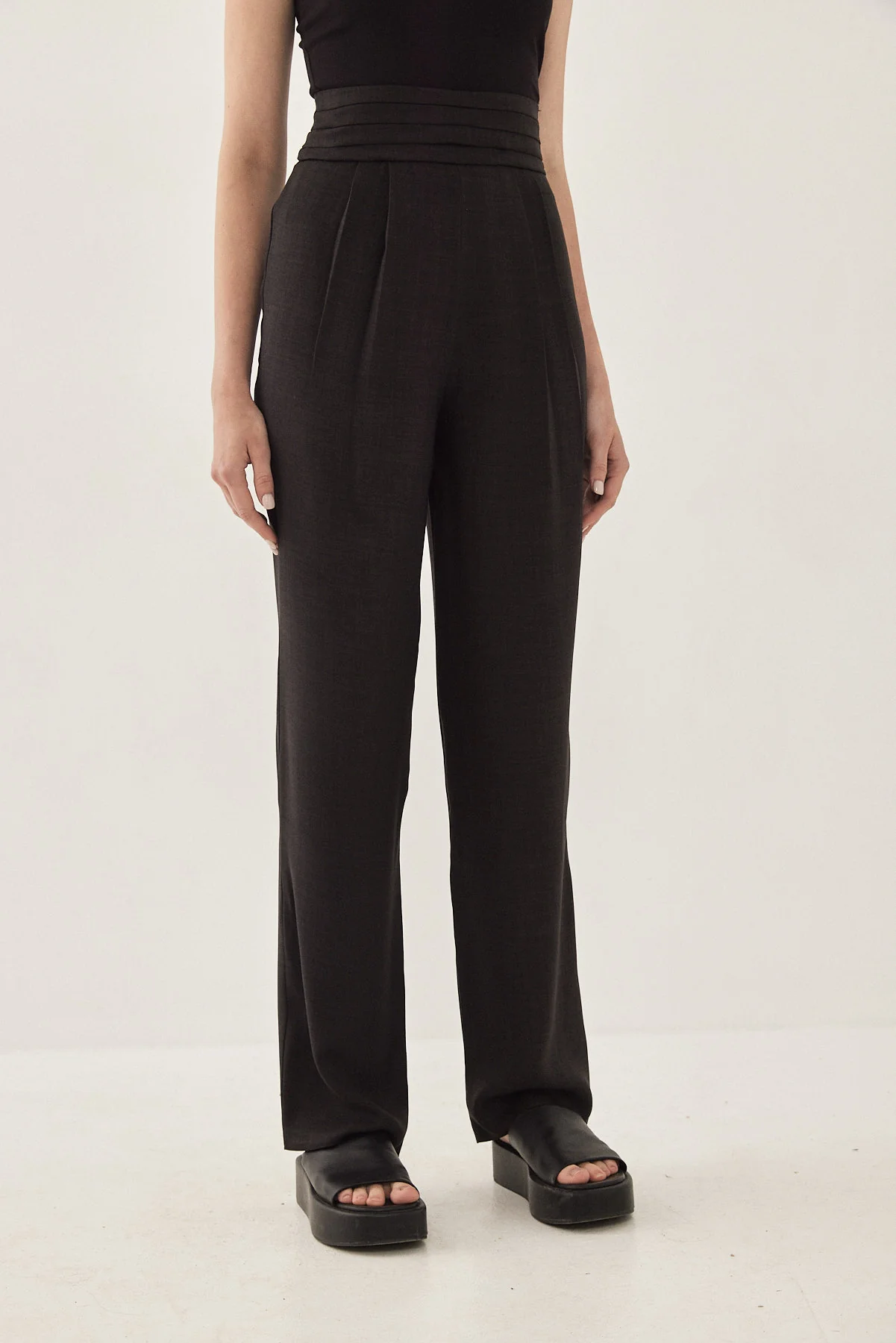 High Waisted Pleated Trousers - Image 6