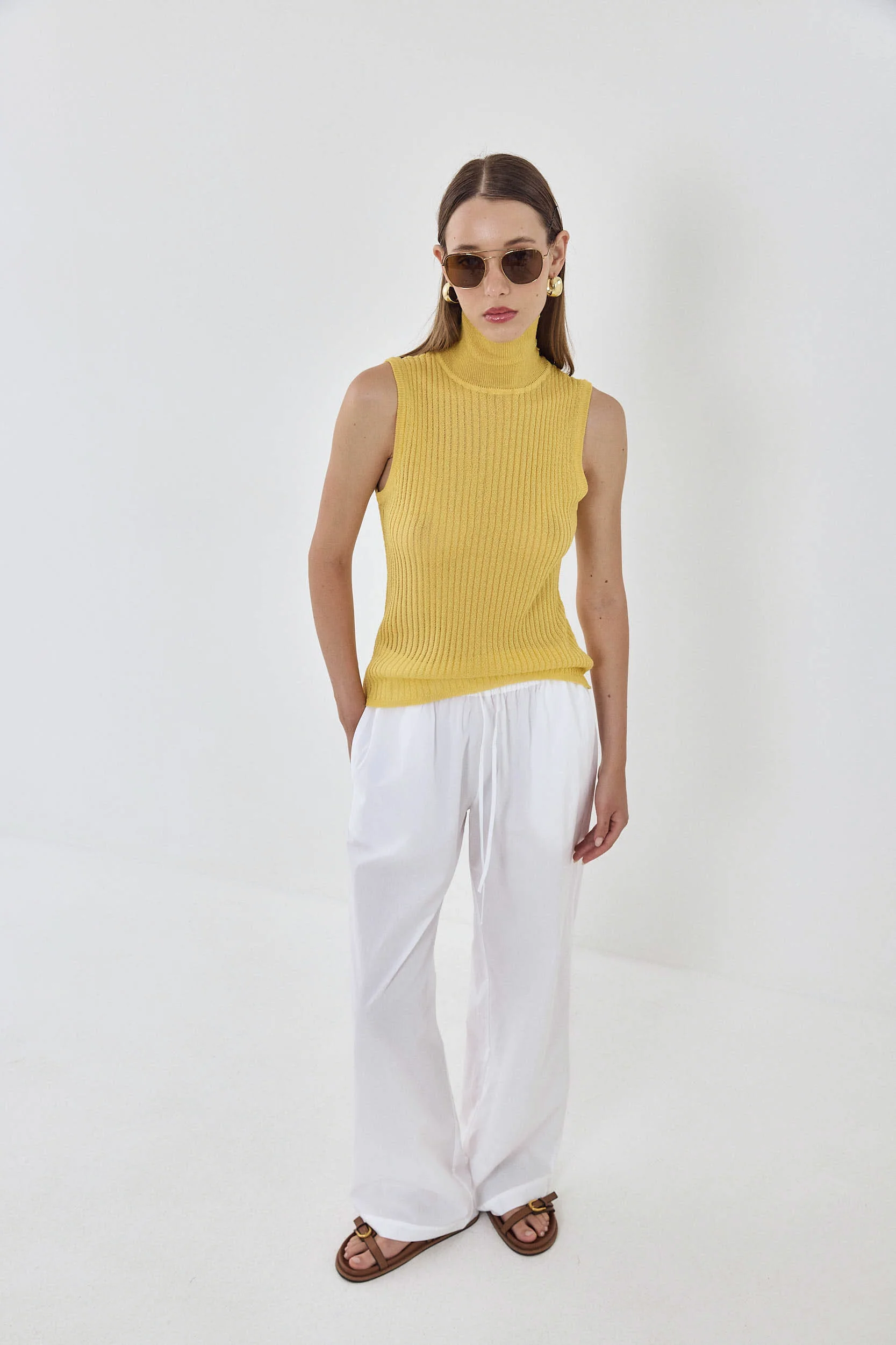 Knit Sleeveless Turtleneck Top - Image 3