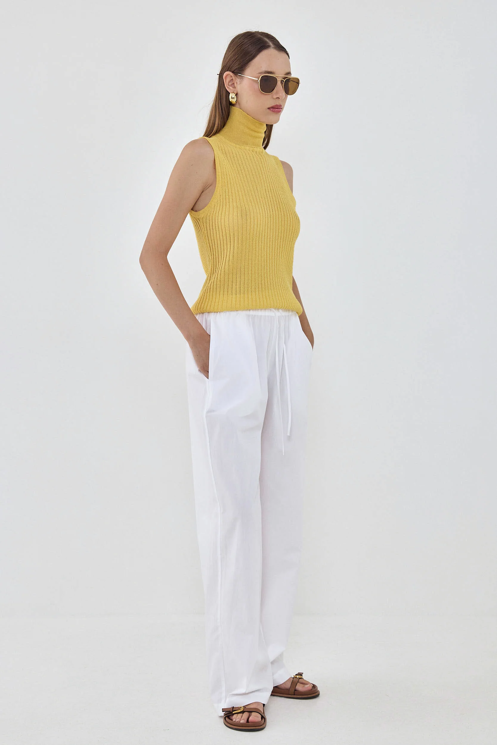 Knit Sleeveless Turtleneck Top - Image 4
