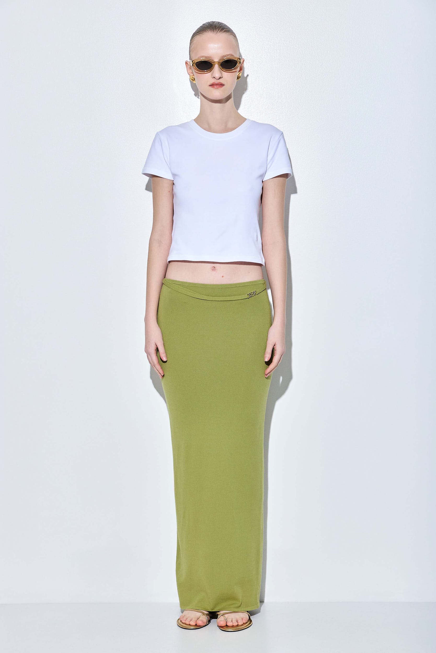 Knitted Buckle Maxi Skirt