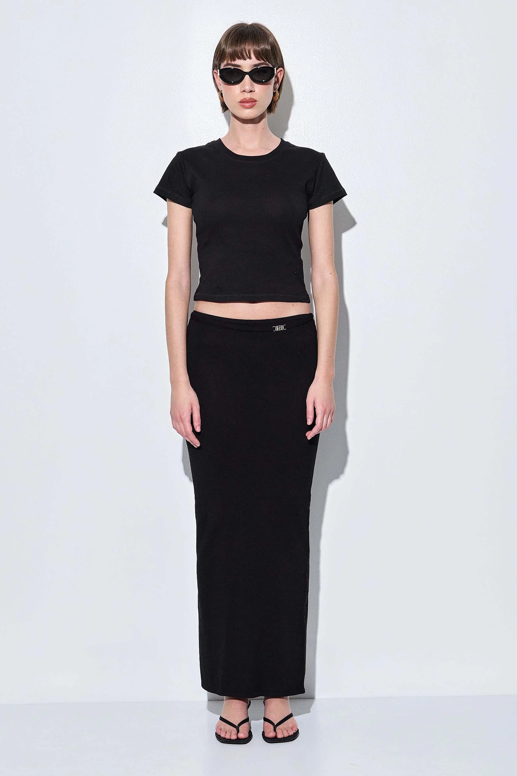 Knitted Buckle Maxi Skirt