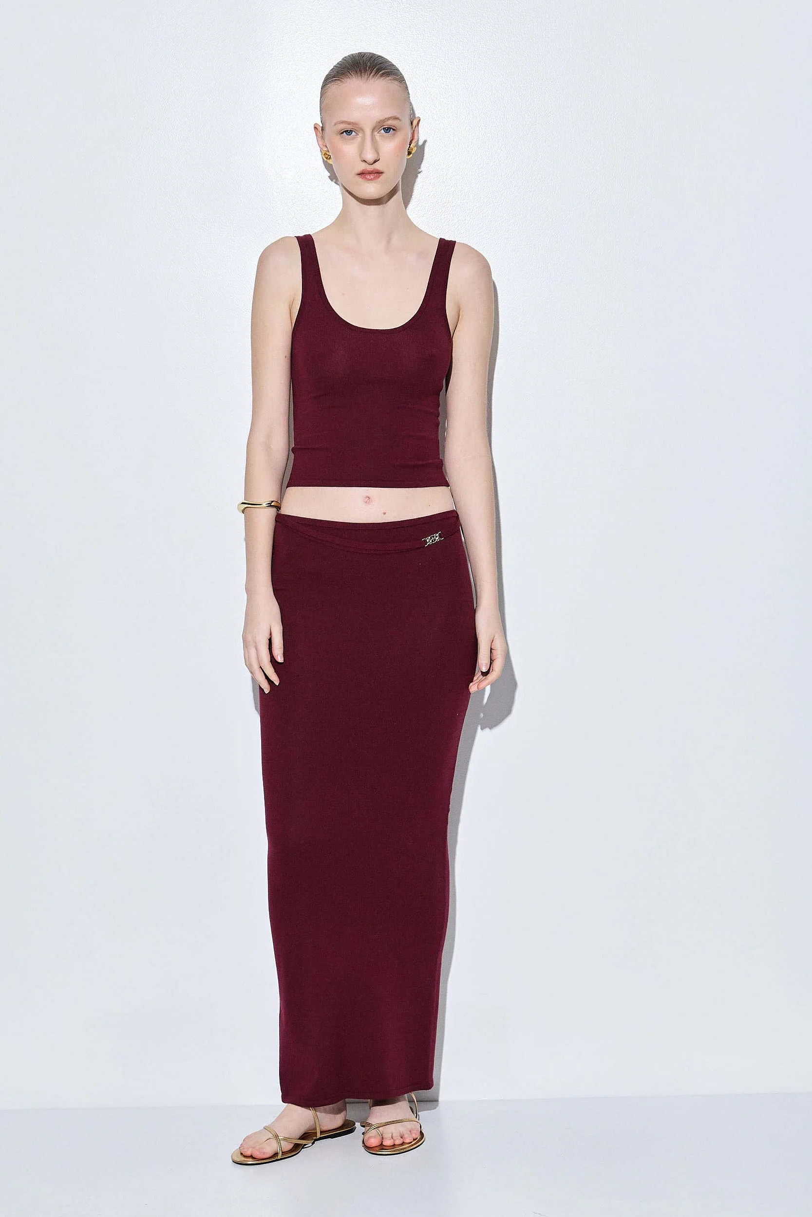 Knitted Buckle Maxi Skirt