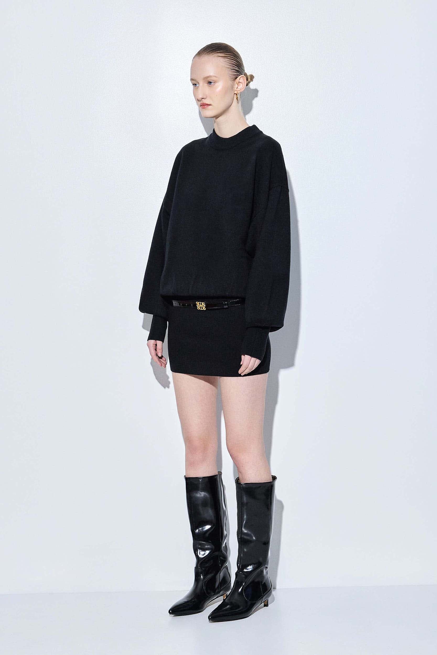 Knitted Long Sleeved Volume Dress - Image 4