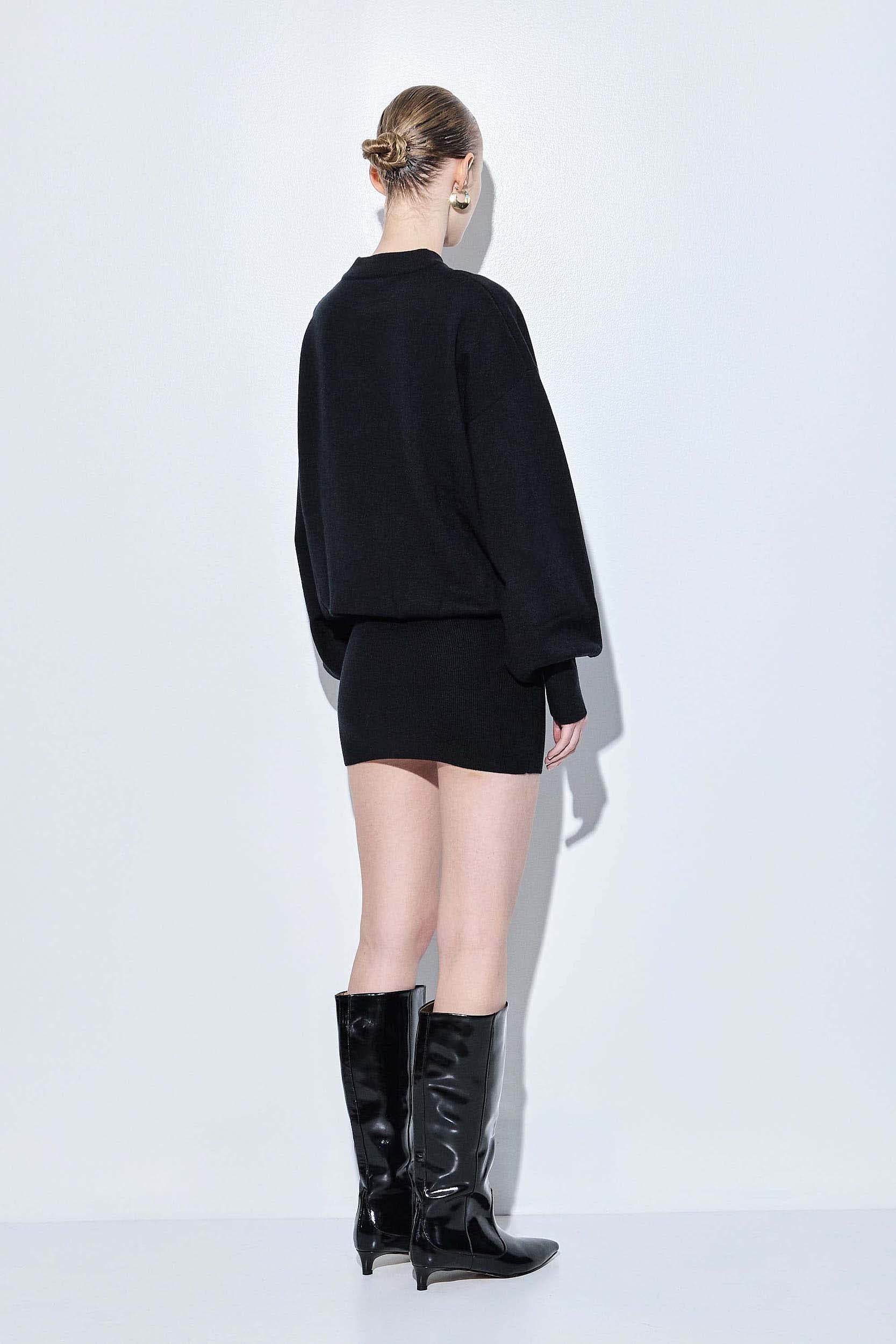 Knitted Long Sleeved Volume Dress - Image 5