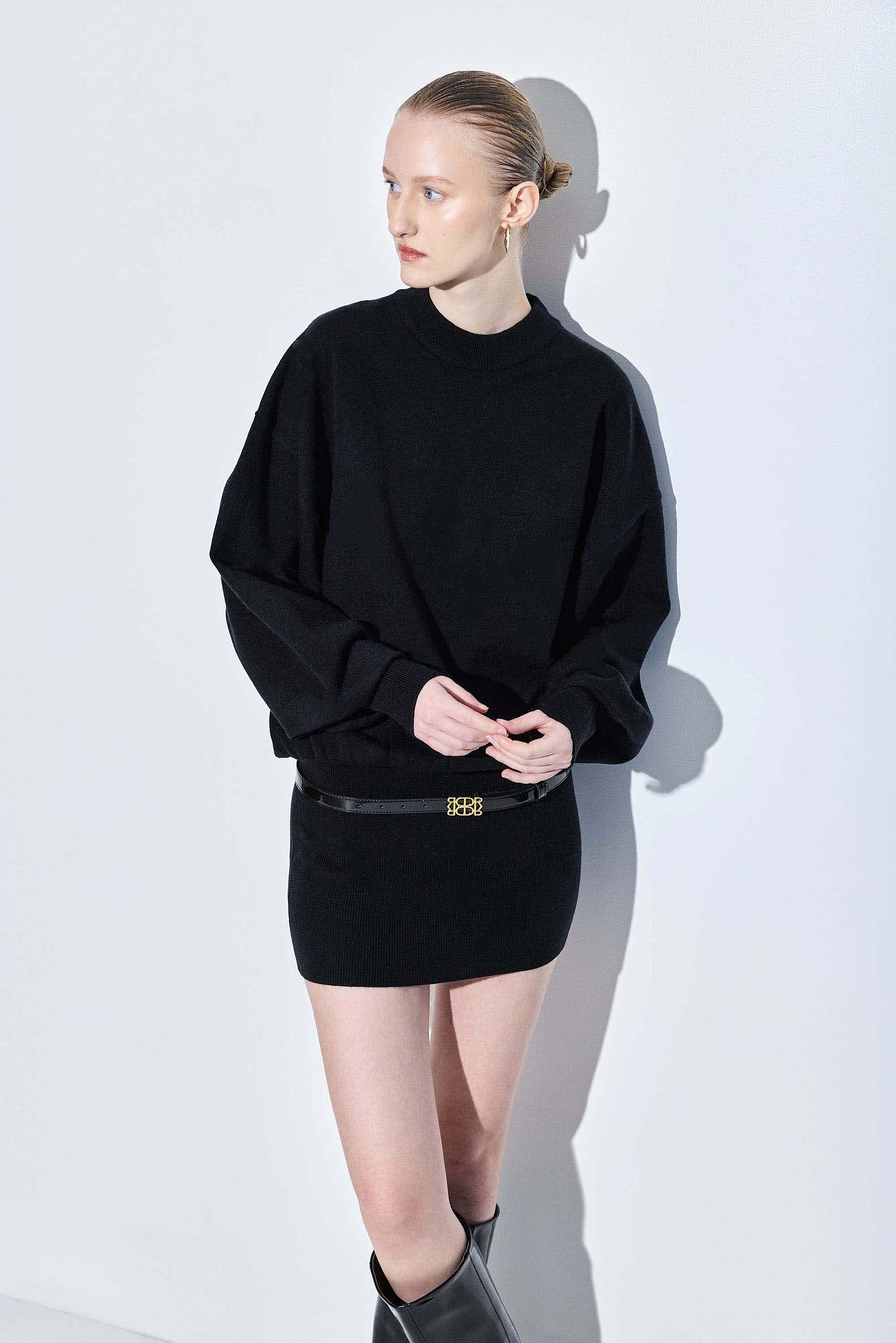 Knitted Long Sleeved Volume Dress - Image 6