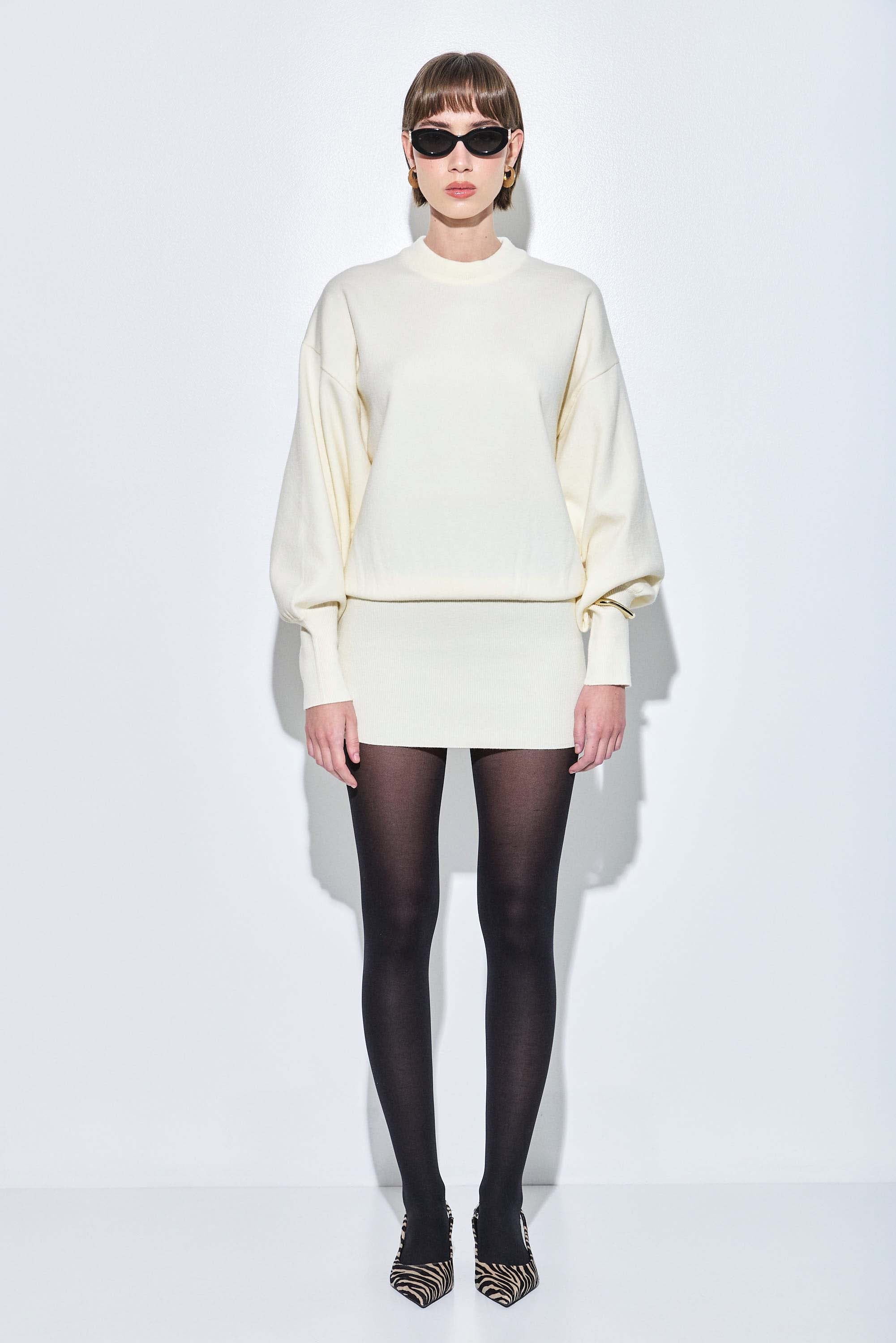 Knitted Long Sleeved Volume Dress - Image 2