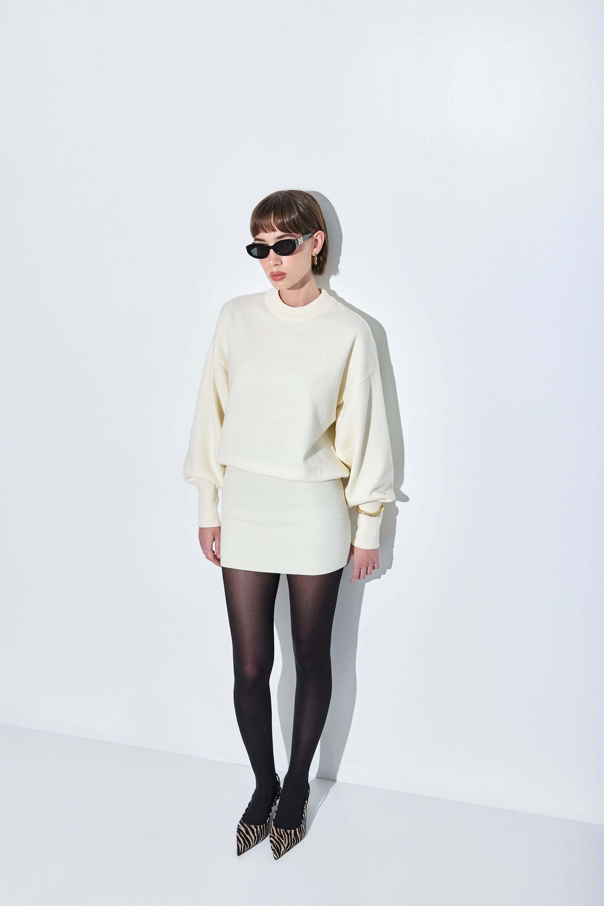 Knitted Long Sleeved Volume Dress - Image 3