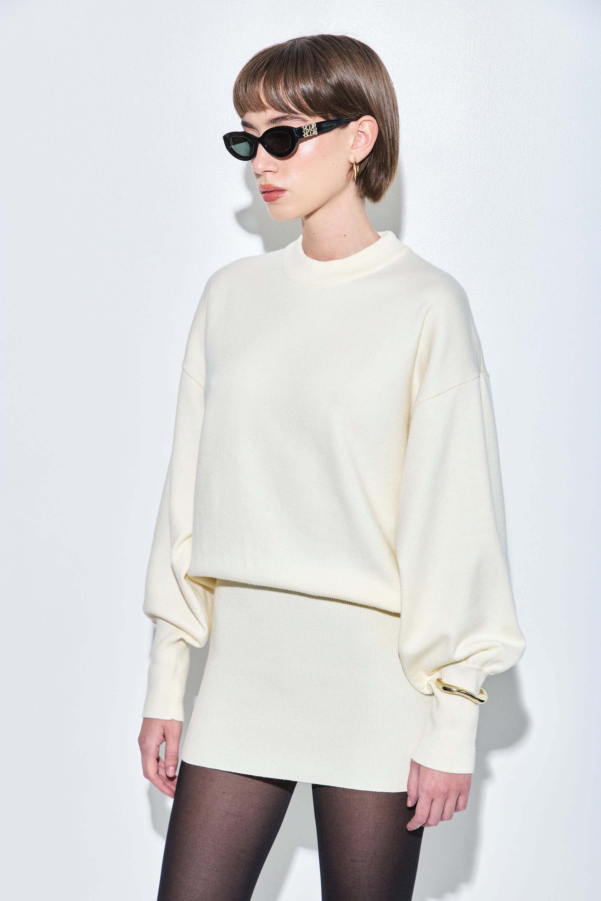 Knitted Long Sleeved Volume Dress - Image 4