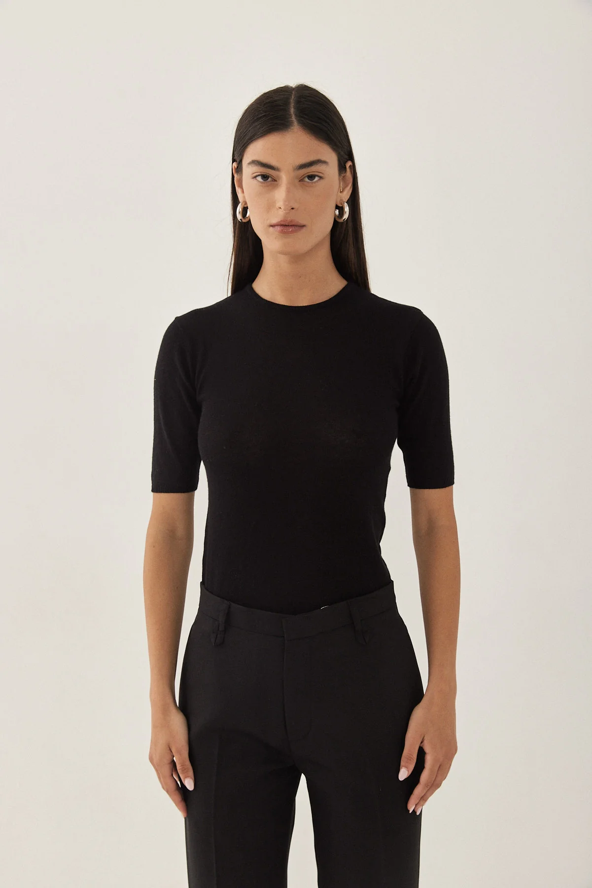 Knitted  Mid Sleeve T Shirt