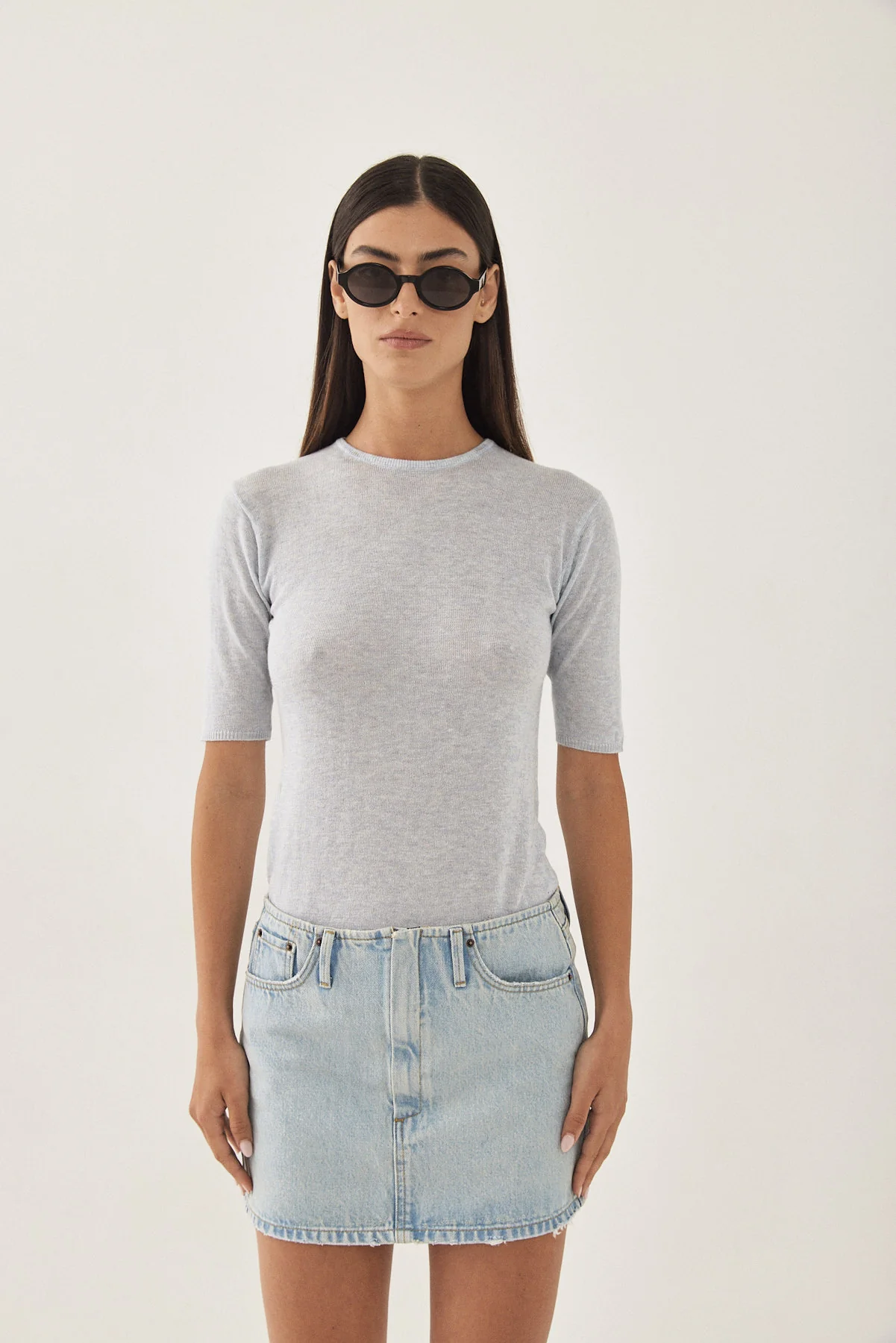 Knitted  Mid Sleeve T Shirt