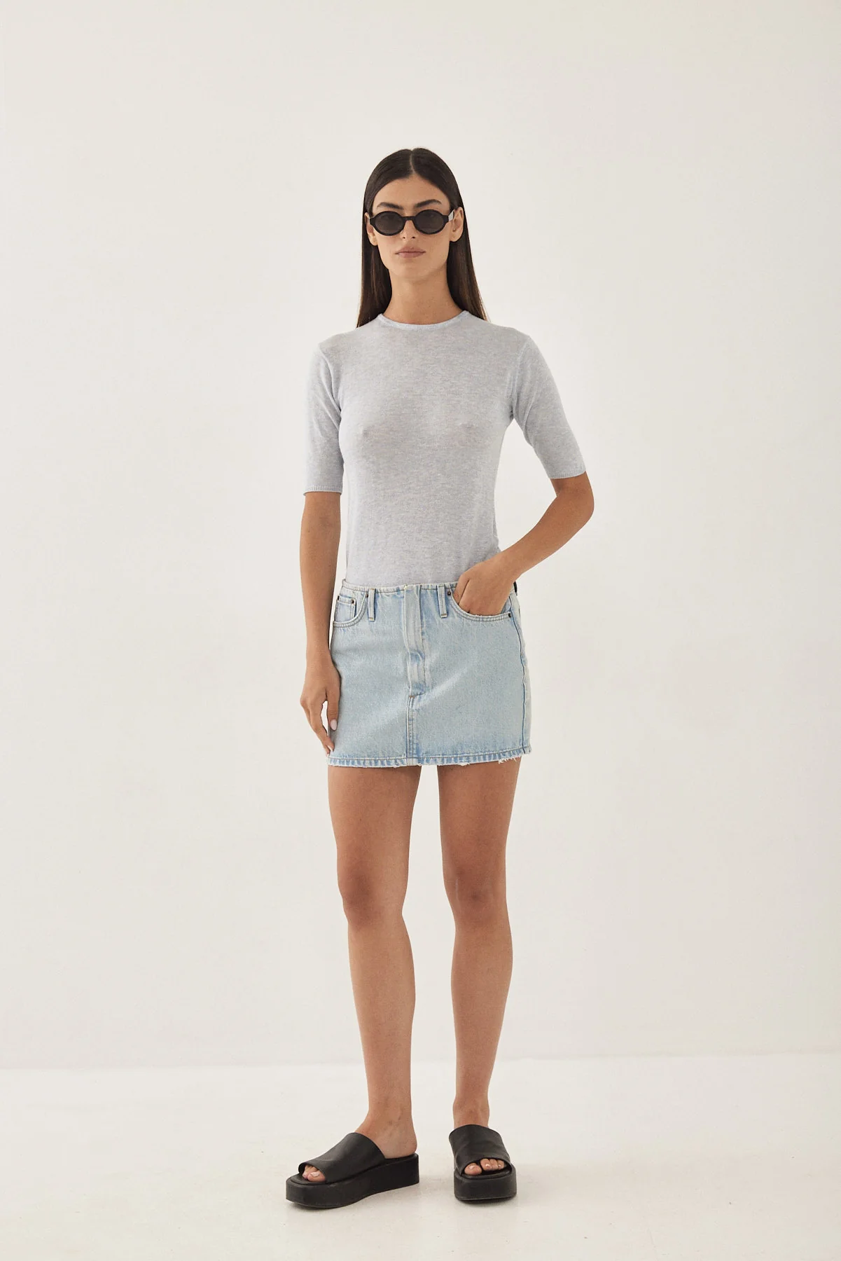Knitted  Mid Sleeve T Shirt - Image 2