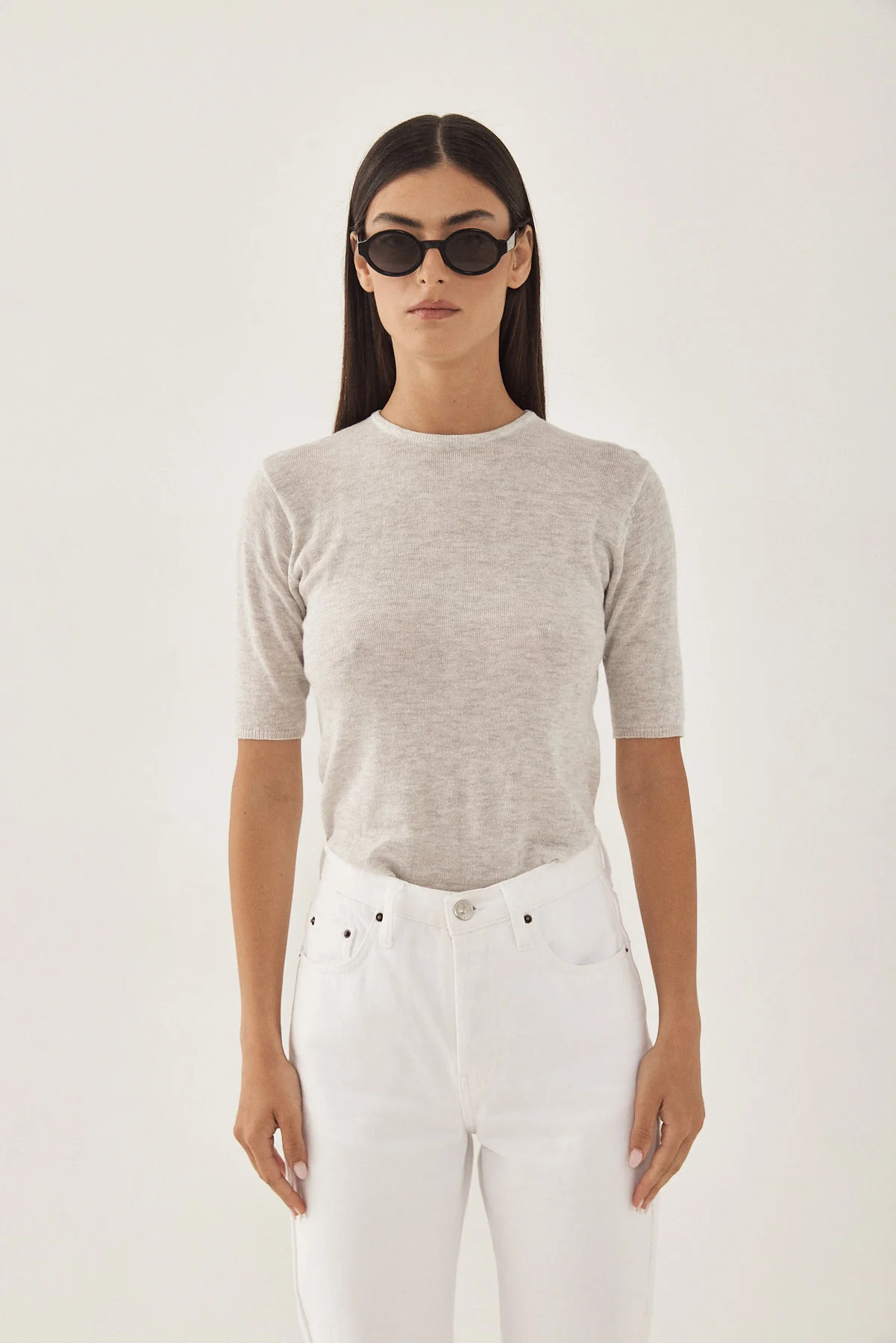 Knitted  Mid Sleeve T Shirt